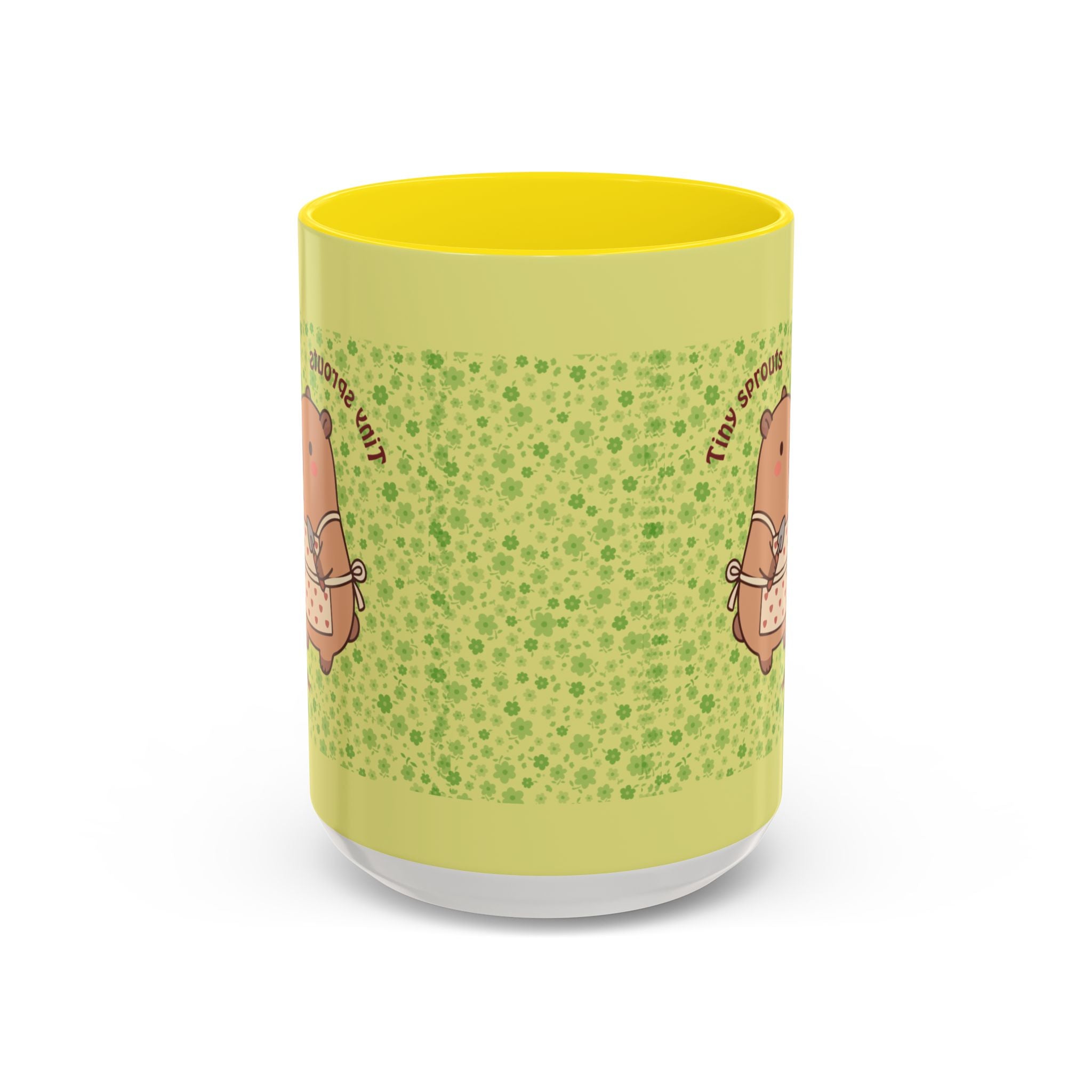 Cute ‘Tiny Sprouts’ Accent Coffee Mug – Kawaii Garden Capybara Design (11/15 oz)