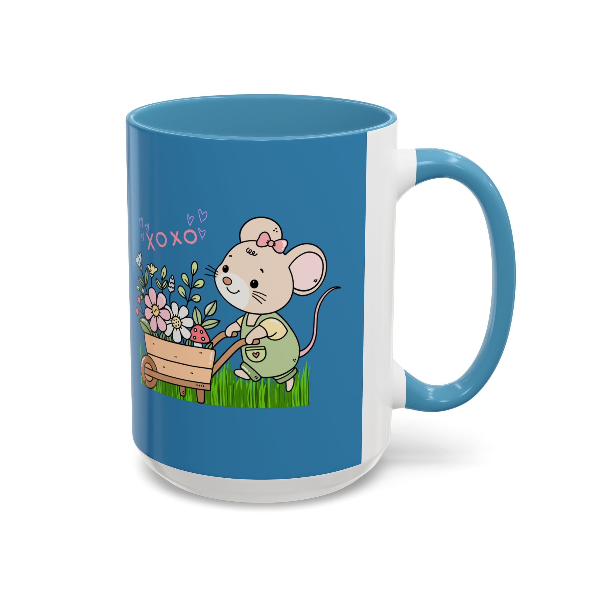 Cute Mouse Floral Coffee Mug — 'XOXO' Accent 11/15oz