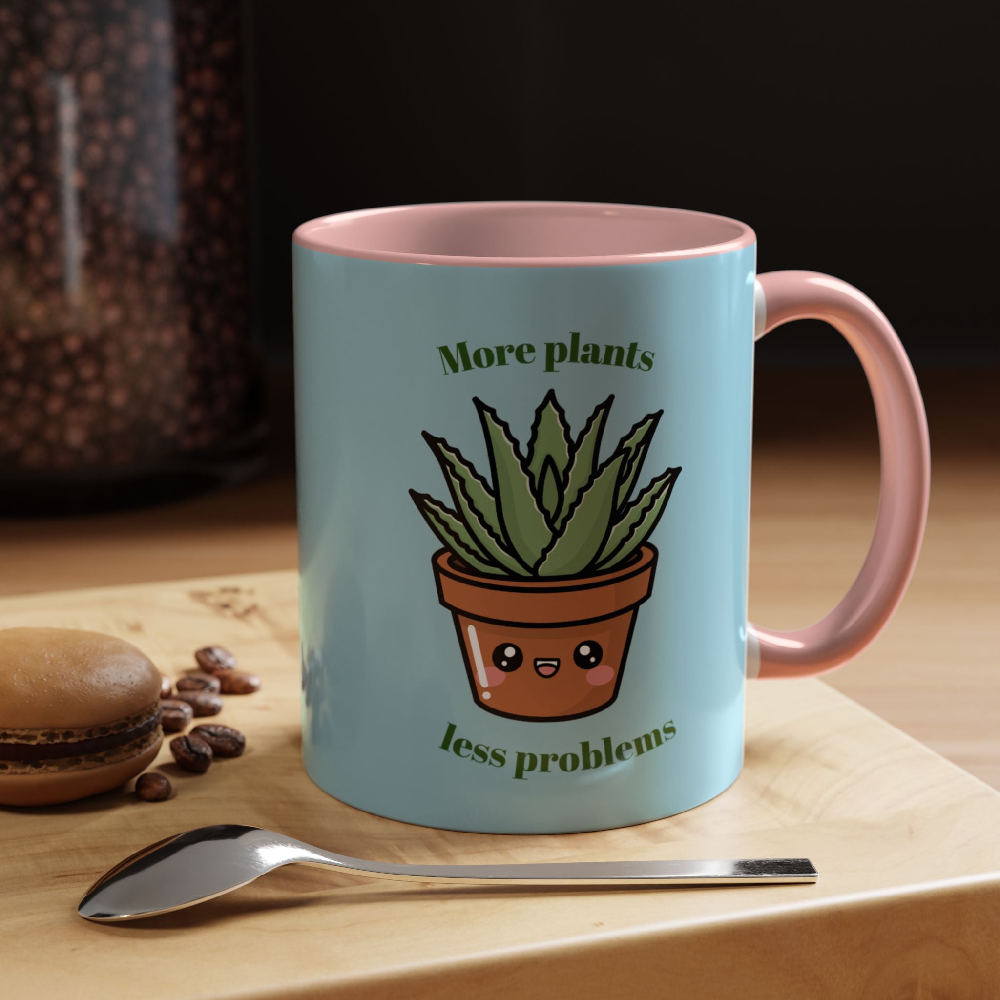 Cute Plant Lover Coffee Mug — "More Plants, Less Problems" Accent Ceramic Mug