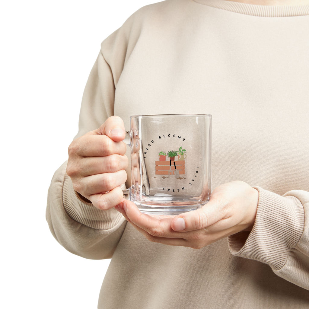 Glass Mug - Fresh Blooms Plant Lover 10oz Clear Coffee Tea Cup