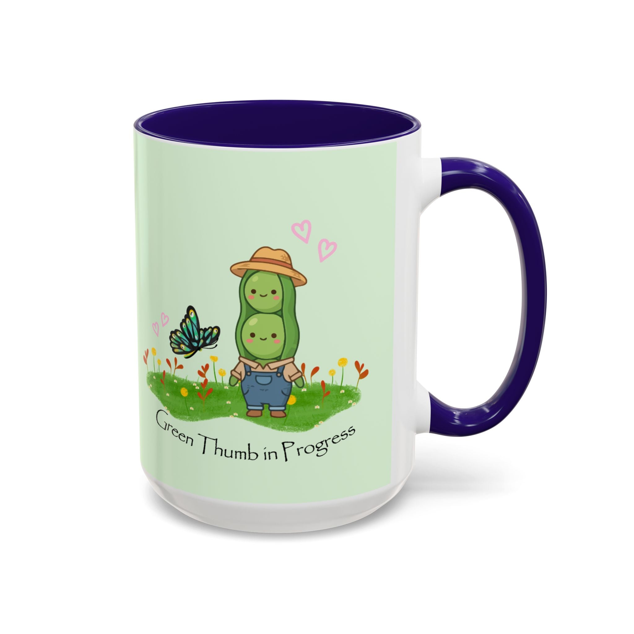 Garden Pea Mug — "Green Thumb in Progress" Cute Plant Lover Coffee Cup