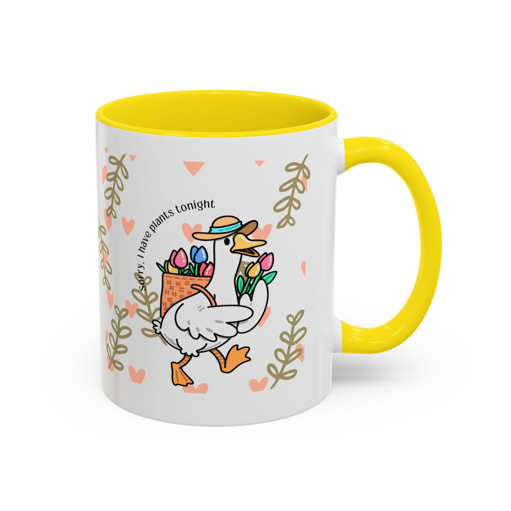 Coffee Mug — Cute Duck Carrying Plants “I Have Plants Tonight” Accent Mug