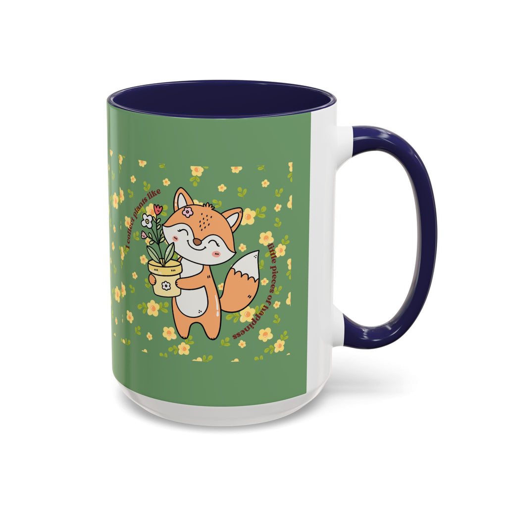 Cute Fox Floral Coffee Mug – Cute Fox Holding Potted Plant Accent Mug