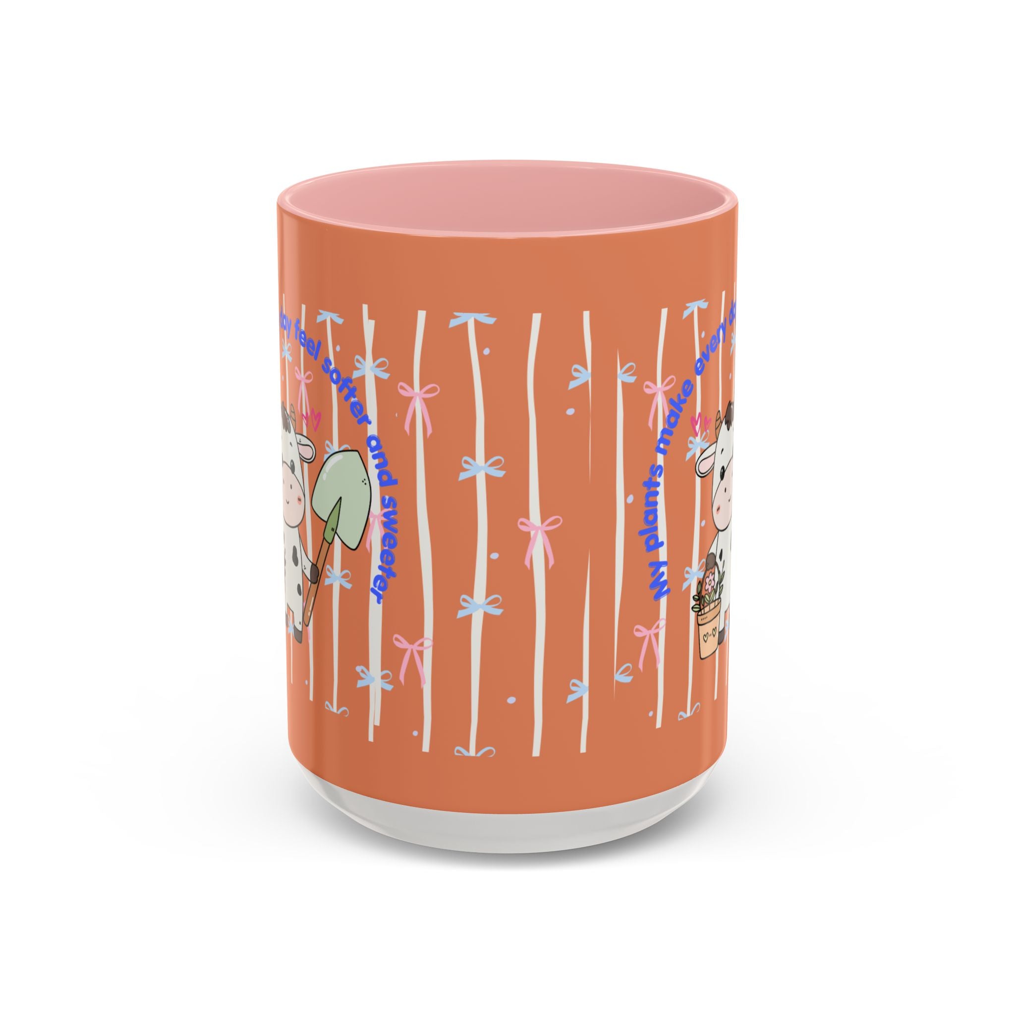 Cow Gardener Coffee Mug — Cute Cow with Shovel & Plant Pot Accent Mug (11/15oz)