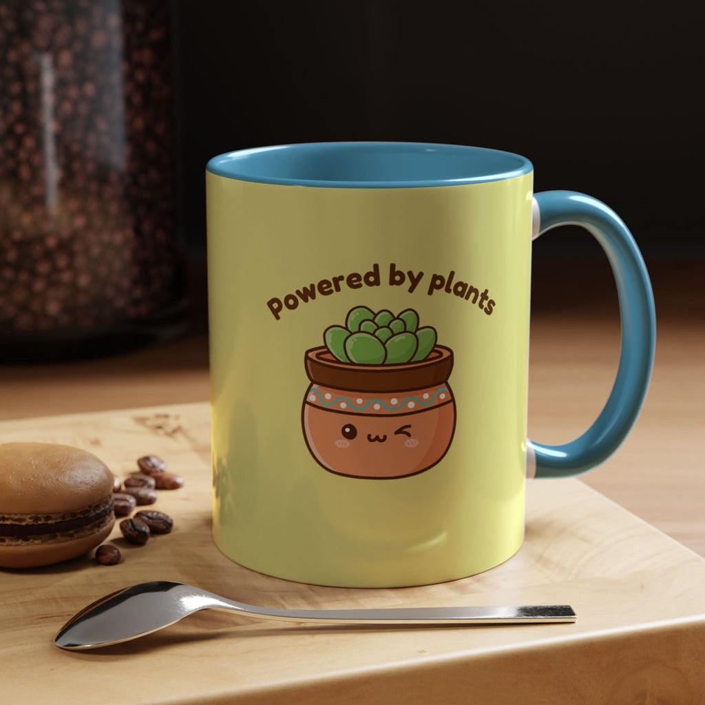 Powered by Plants Succulent Coffee Mug – Cute Kawaii Plant Lover Gift (11/15oz)