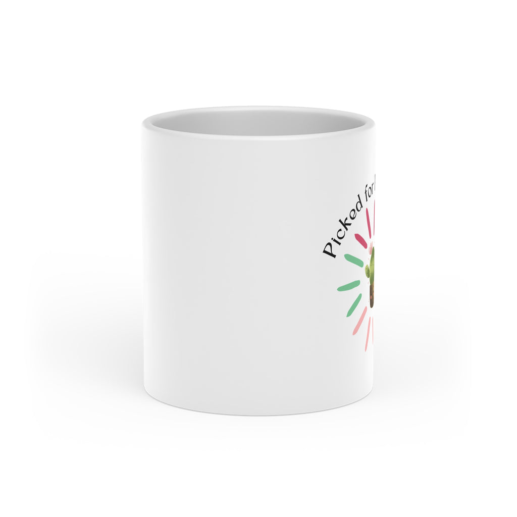 Cactus "Picked for Happiness" Mug — Cute Green Succulent Coffee Cup