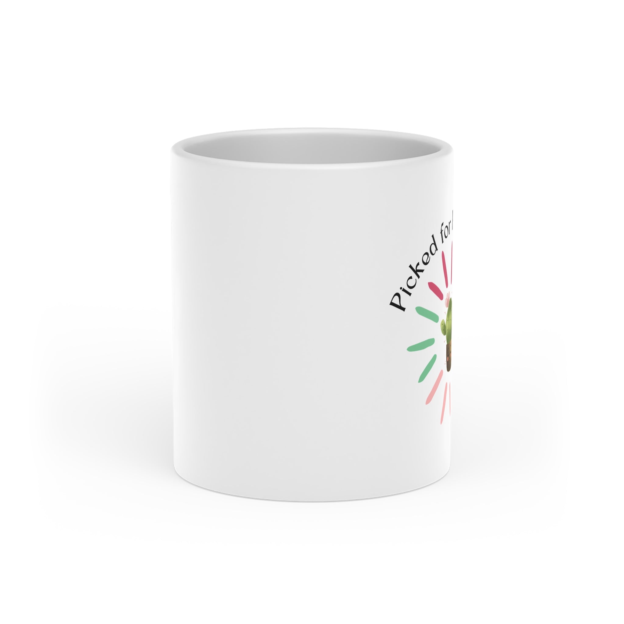 Cactus "Picked for Happiness" Mug — Cute Green Succulent Coffee Cup