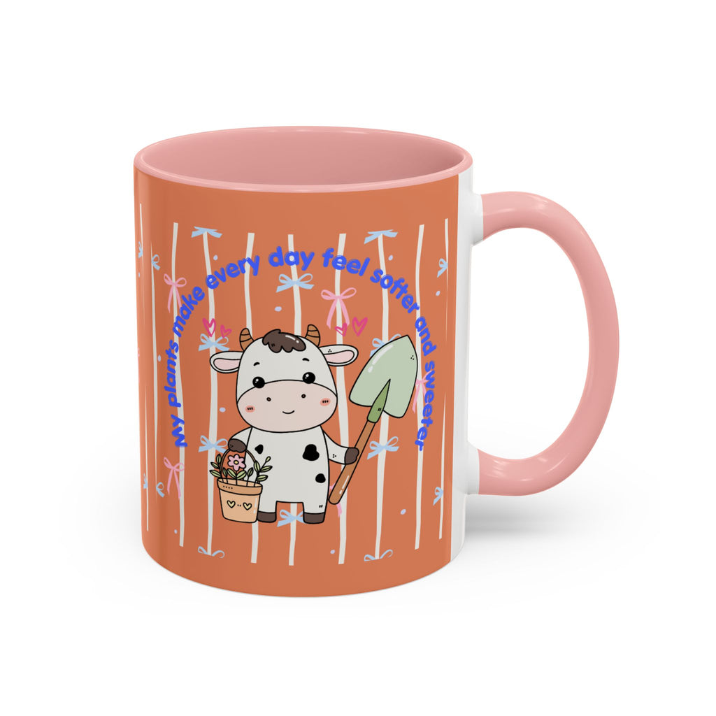 Cow Gardener Coffee Mug — Cute Cow with Shovel & Plant Pot Accent Mug (11/15oz)