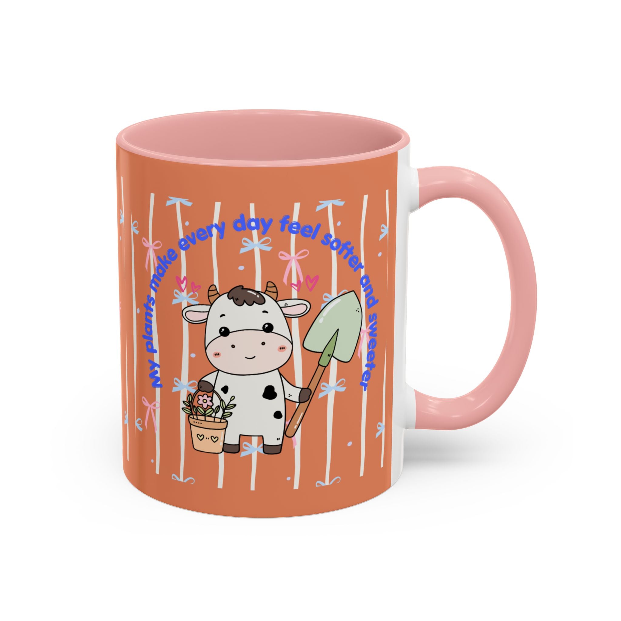 Cow Gardener Coffee Mug — Cute Cow with Shovel & Plant Pot Accent Mug (11/15oz)