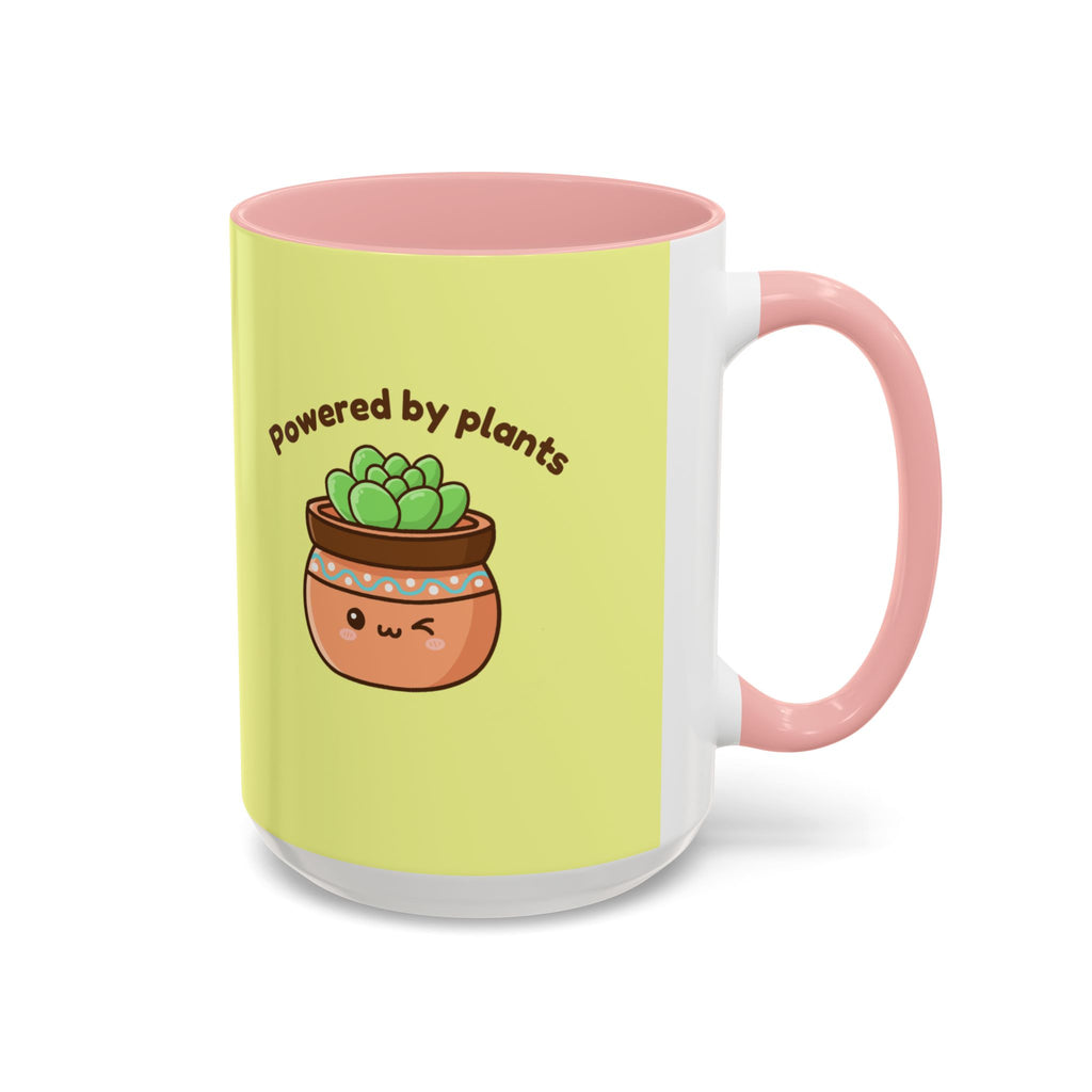Powered by Plants Succulent Coffee Mug – Cute Kawaii Plant Lover Gift (11/15oz)