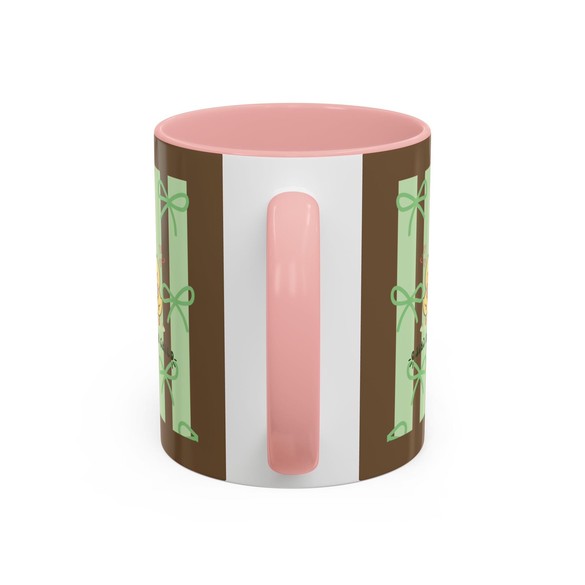 Cute Pig & Chick Accent Coffee Mug — Pastel Stripes, Charming Kawaii Tea/Coffee Cup