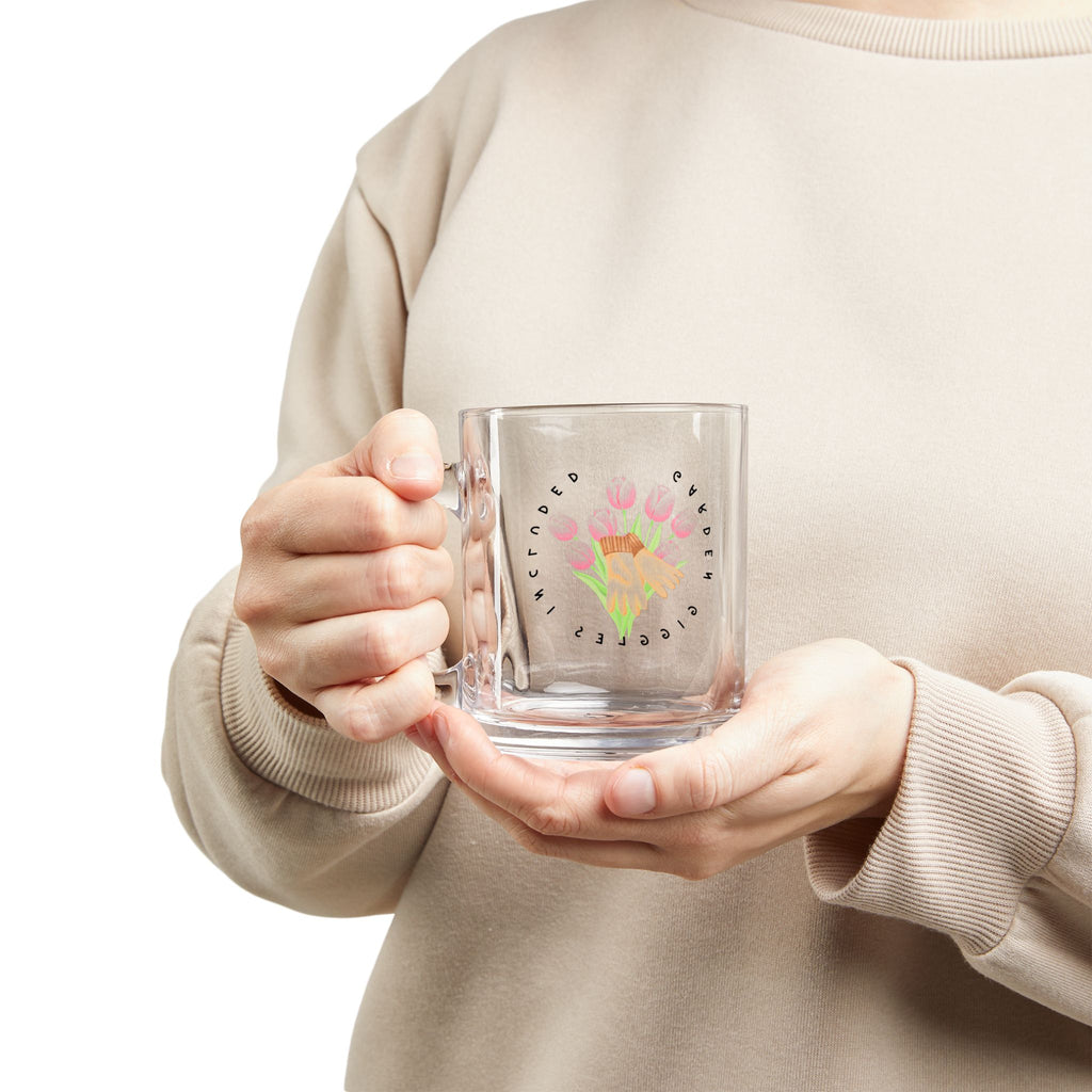 Glass Mug - Spring Tulip Bouquet Floral Coffee Cup (10 oz)