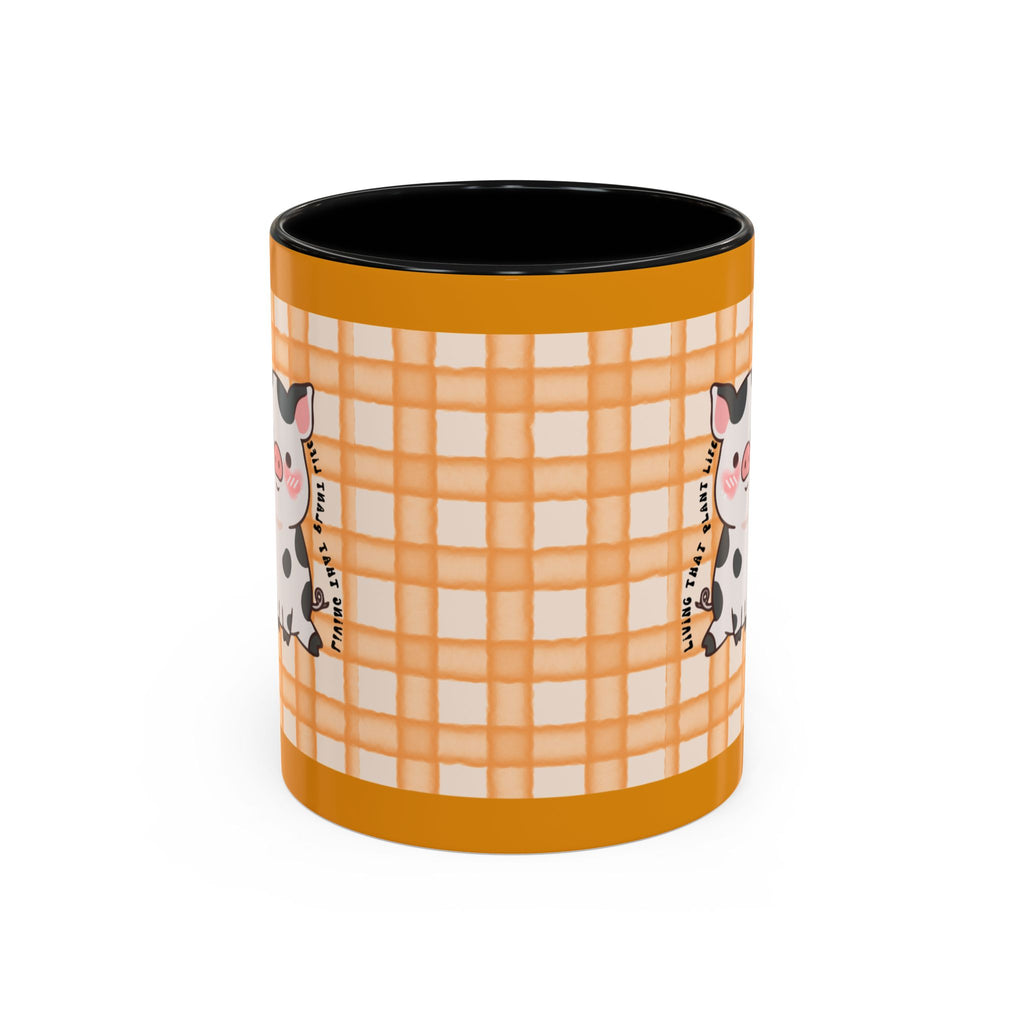 Cute Cow Plaid Accent Coffee Mug — Farmhouse Daisy Cow Design (11/15oz)