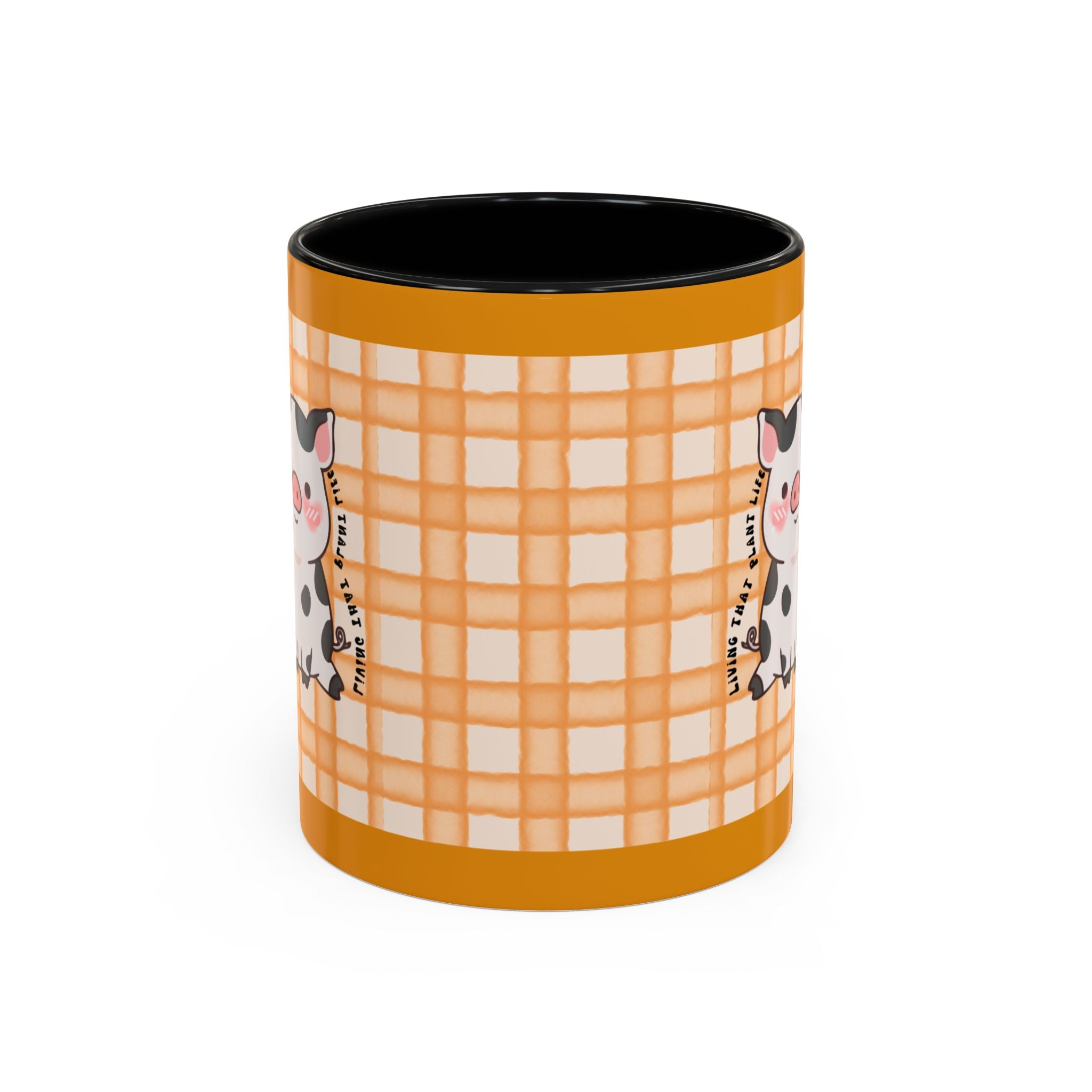 Cute Cow Plaid Accent Coffee Mug — Farmhouse Daisy Cow Design (11/15oz)