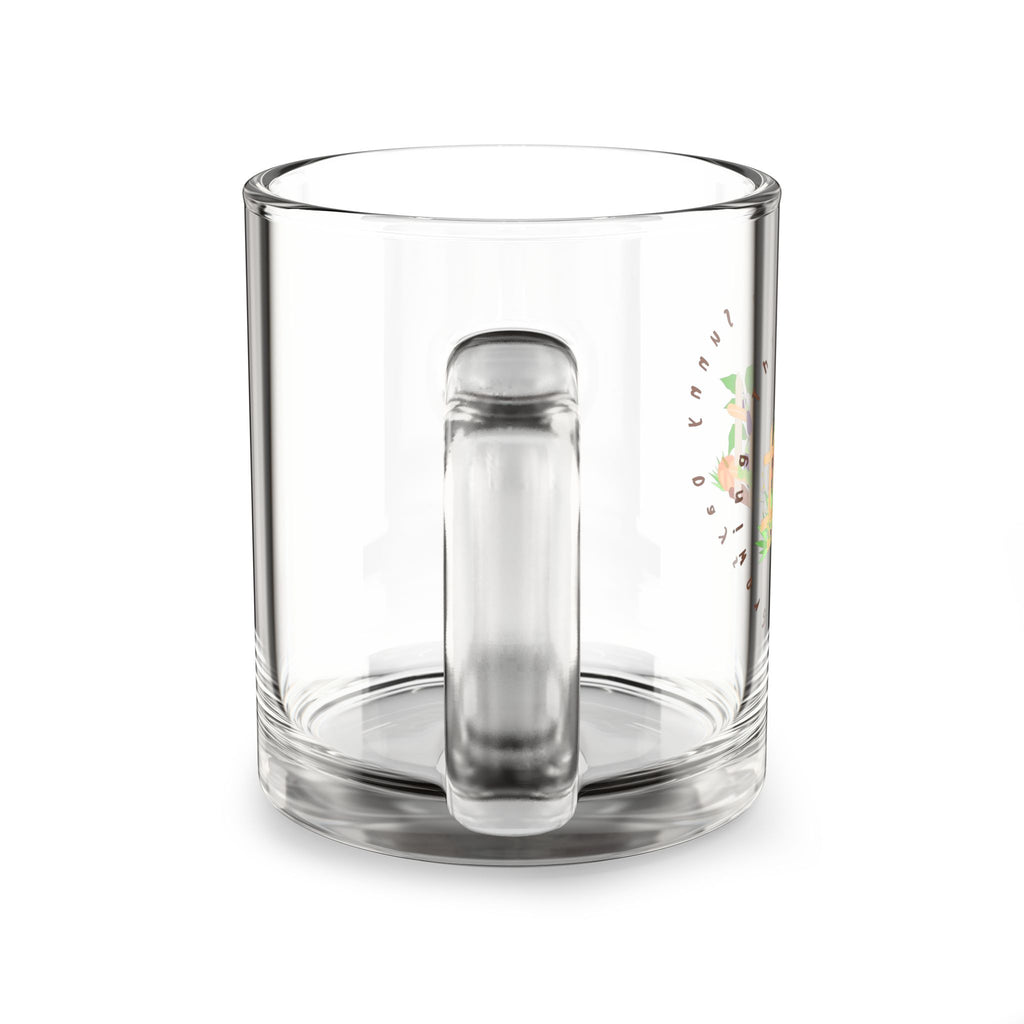 10oz Glass Mug — Sunny Garden Illustration "Growing Through Sunny Days"