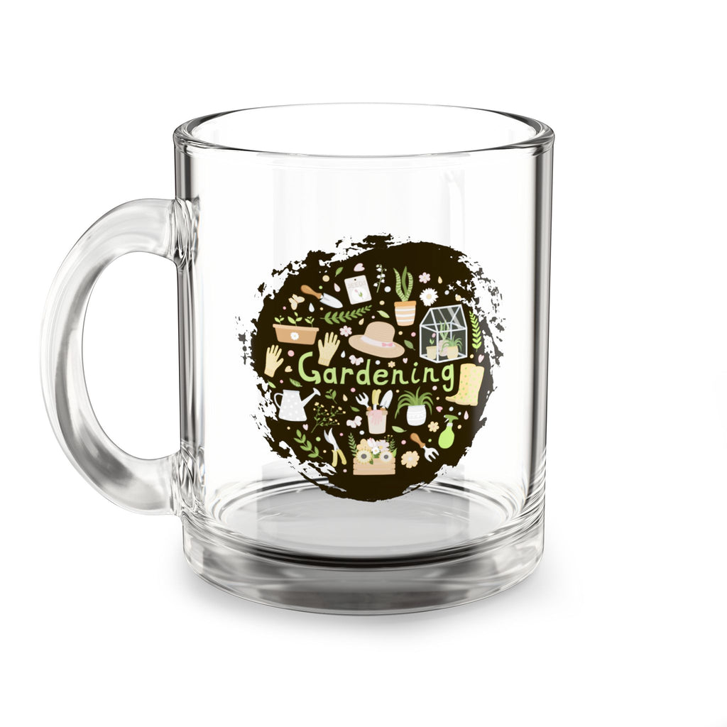 Gardening Glass Mug 10oz — Cute Garden Tools Design