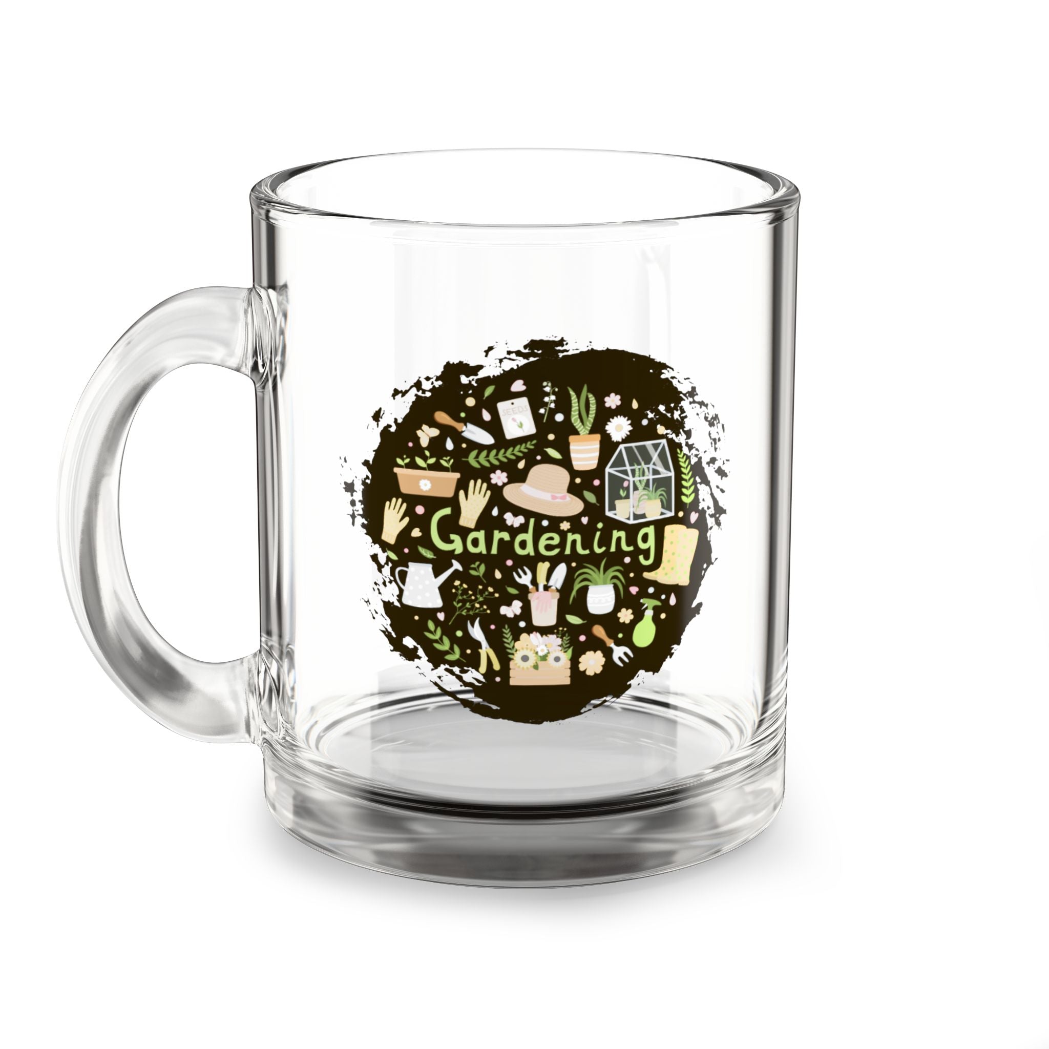 Gardening Glass Mug 10oz — Cute Garden Tools Design