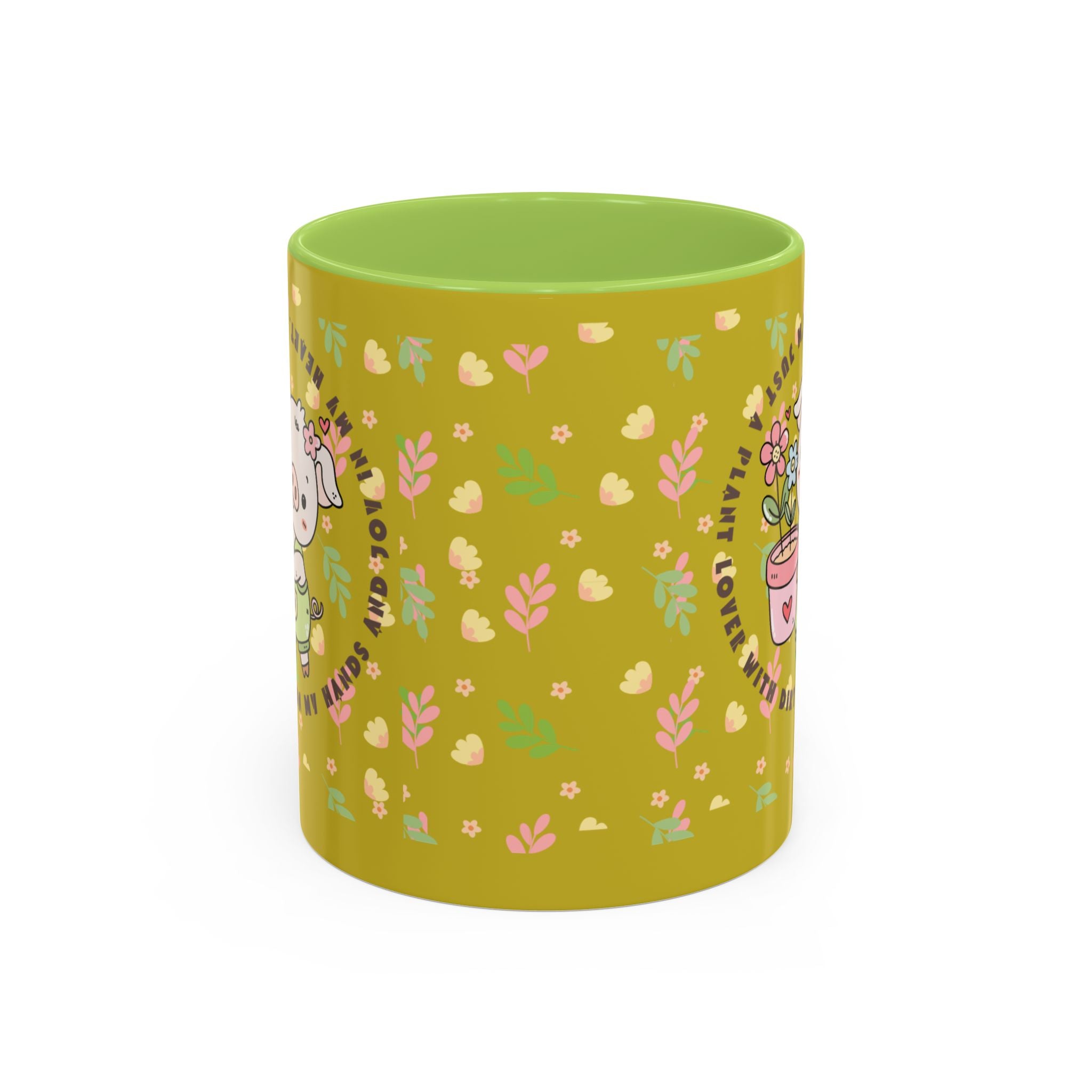 Cute Piglet Gardening Coffee Mug — "My Heart Is In The Dirt" Accent Mug