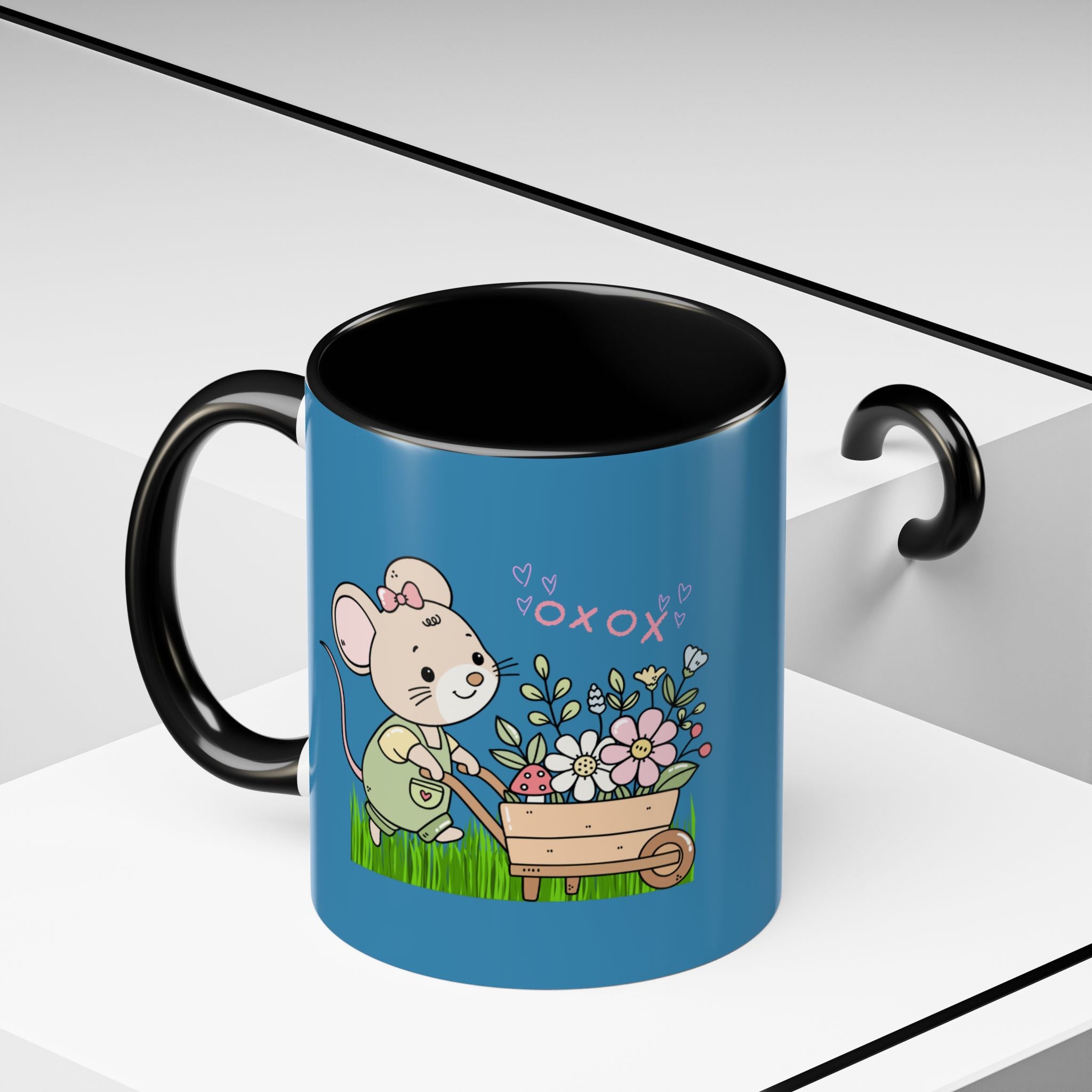 Cute Mouse Floral Coffee Mug — 'XOXO' Accent 11/15oz