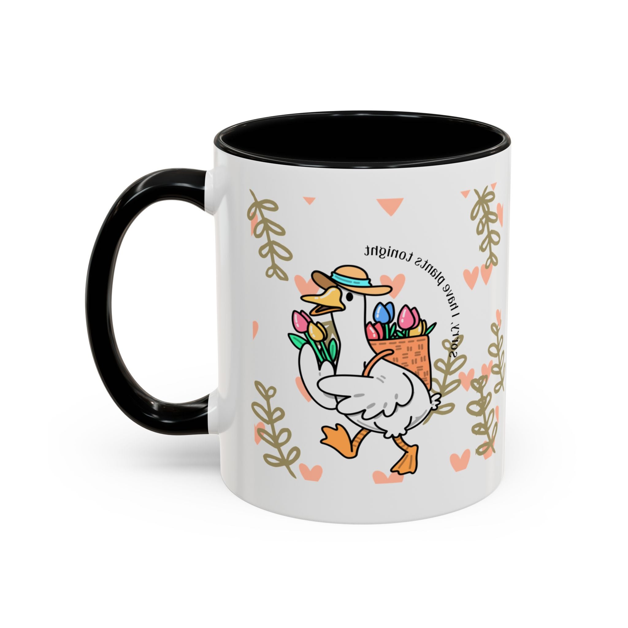 Coffee Mug — Cute Duck Carrying Plants “I Have Plants Tonight” Accent Mug