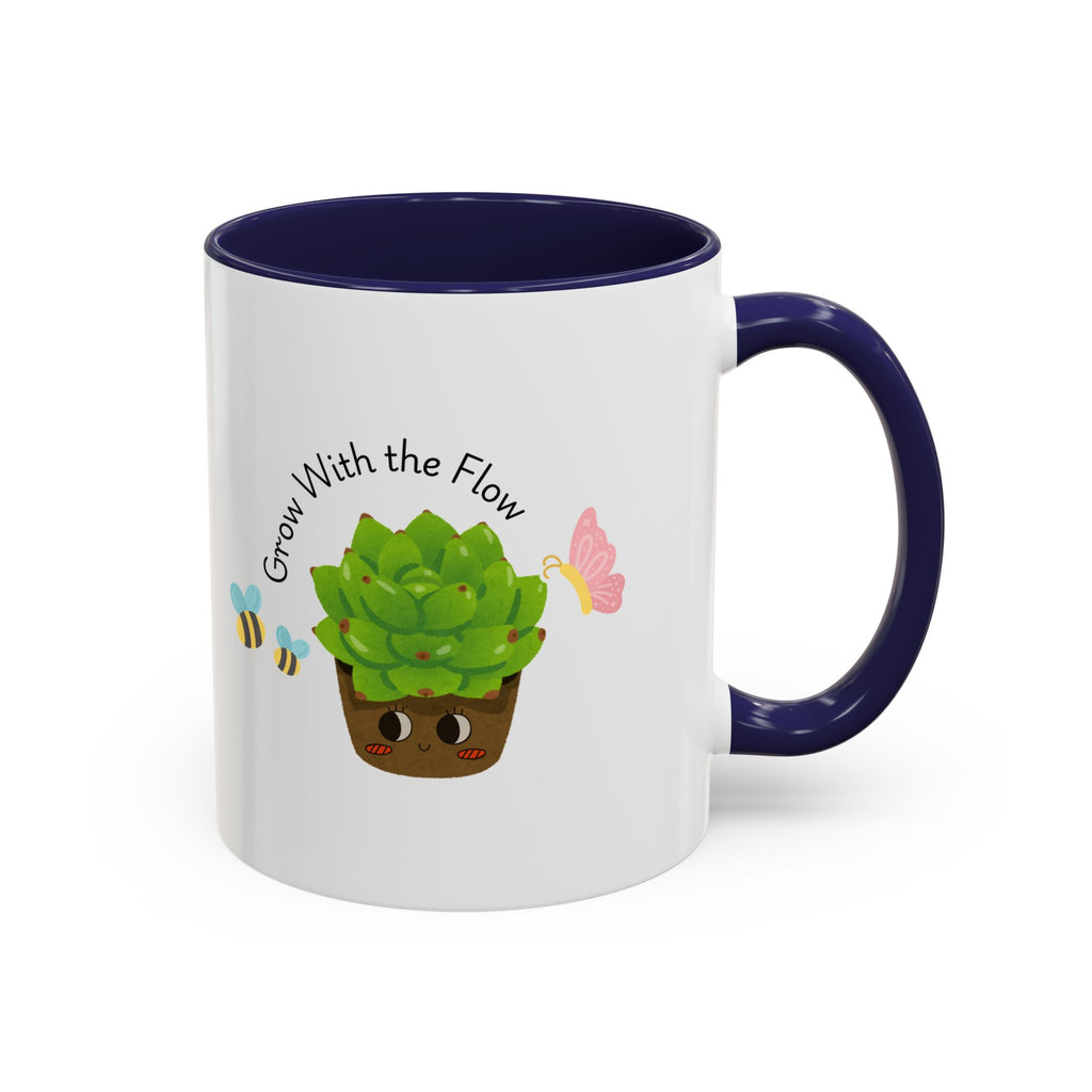 Grow With the Flow Succulent Coffee Mug - Cute Plant Lover Gift (11/15oz)