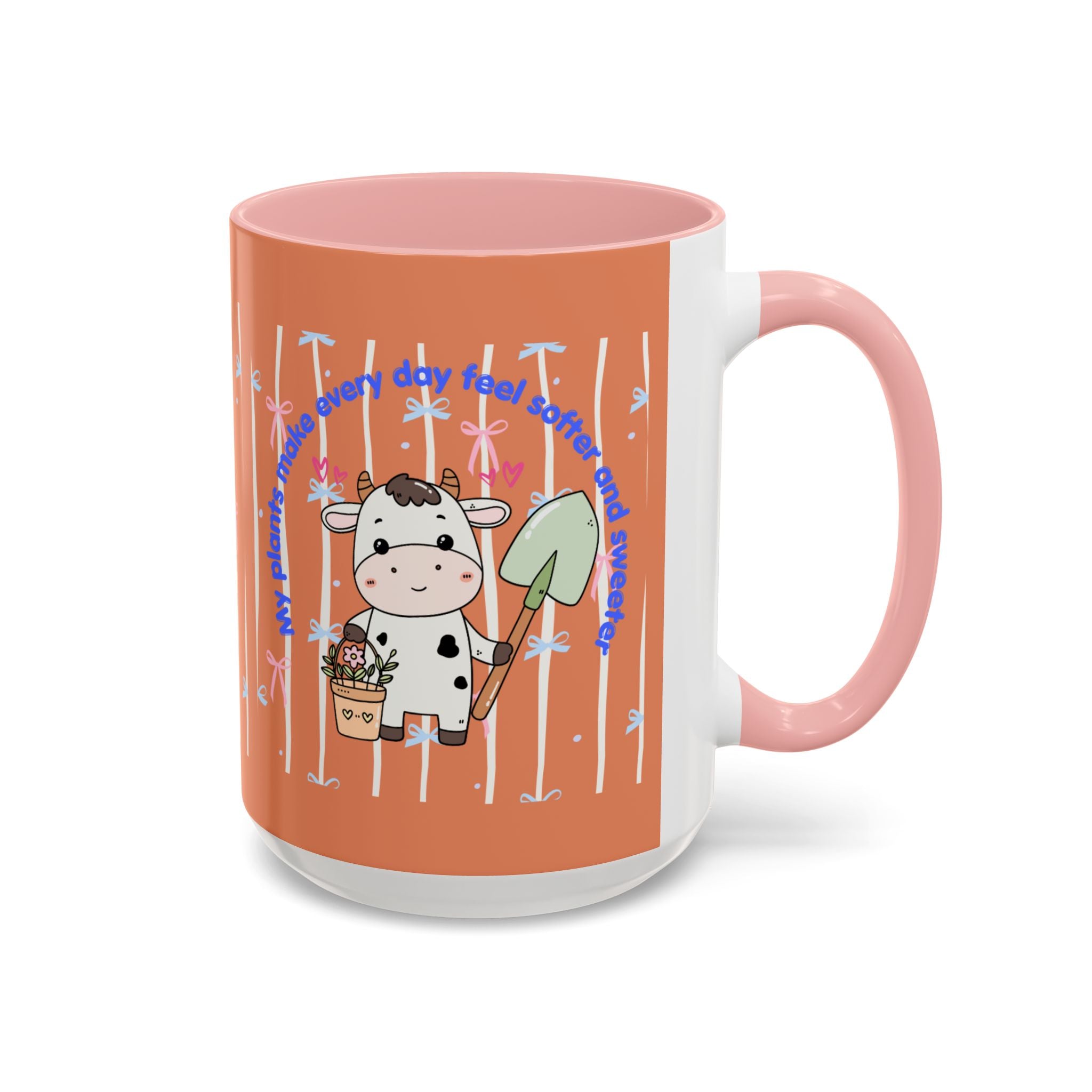 Cow Gardener Coffee Mug — Cute Cow with Shovel & Plant Pot Accent Mug (11/15oz)