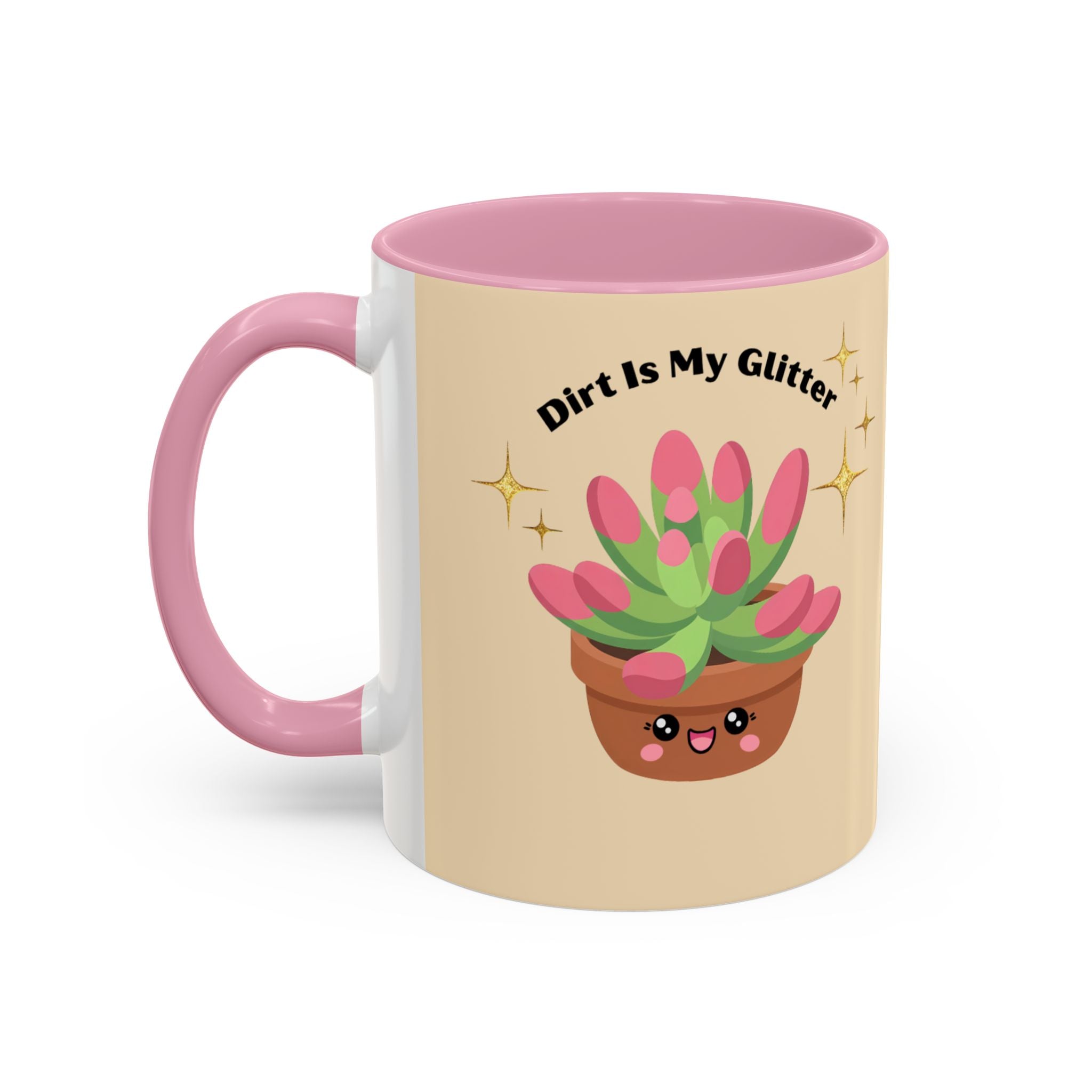 Cactus Coffee Mug — Cute Potted Plant Mug with Sparkles (11oz & 15oz)