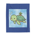 Kawaii Sea Turtle Velveteen Plush Blanket — Cute Cozy Throw for Kids & Animal Lovers