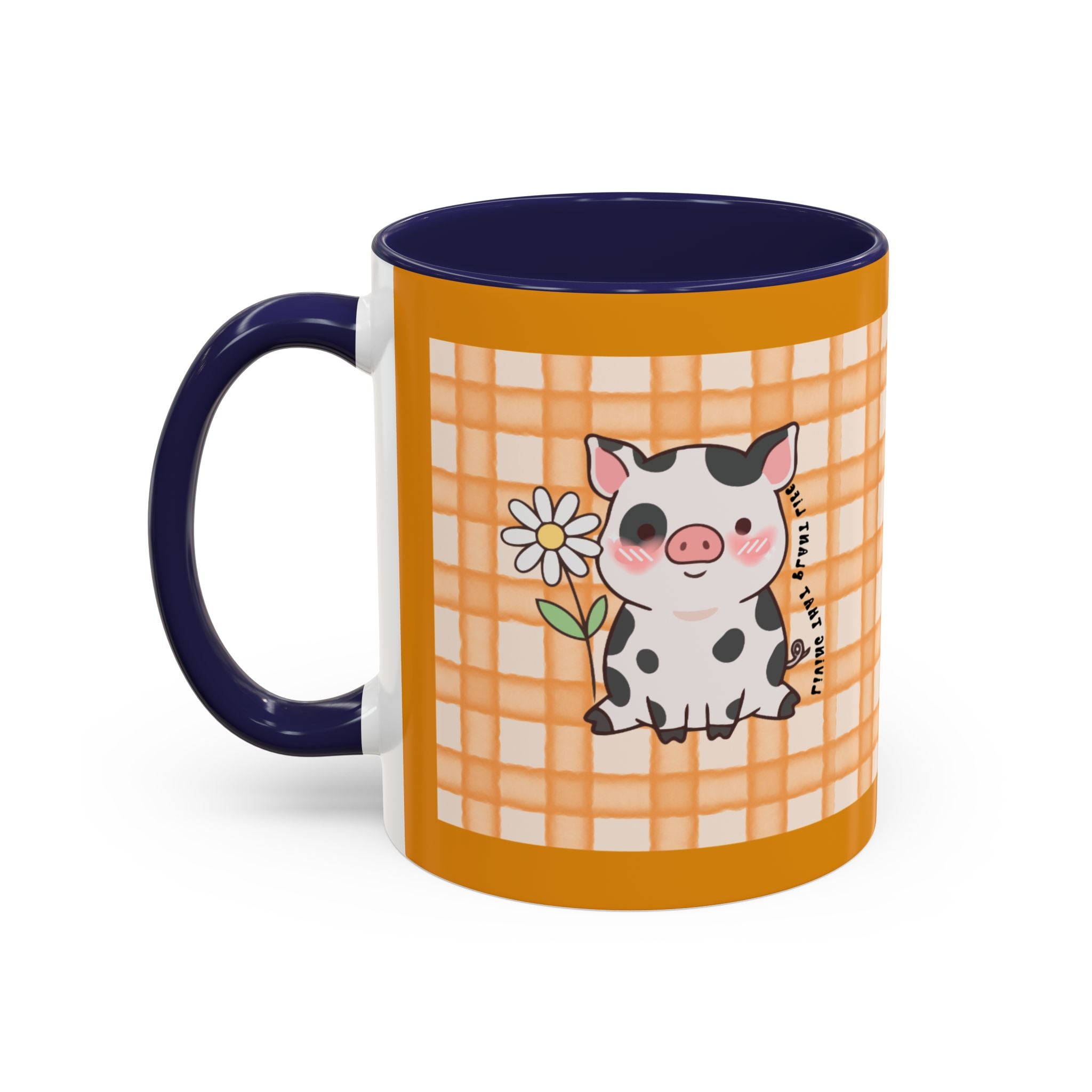 Cute Cow Plaid Accent Coffee Mug — Farmhouse Daisy Cow Design (11/15oz)