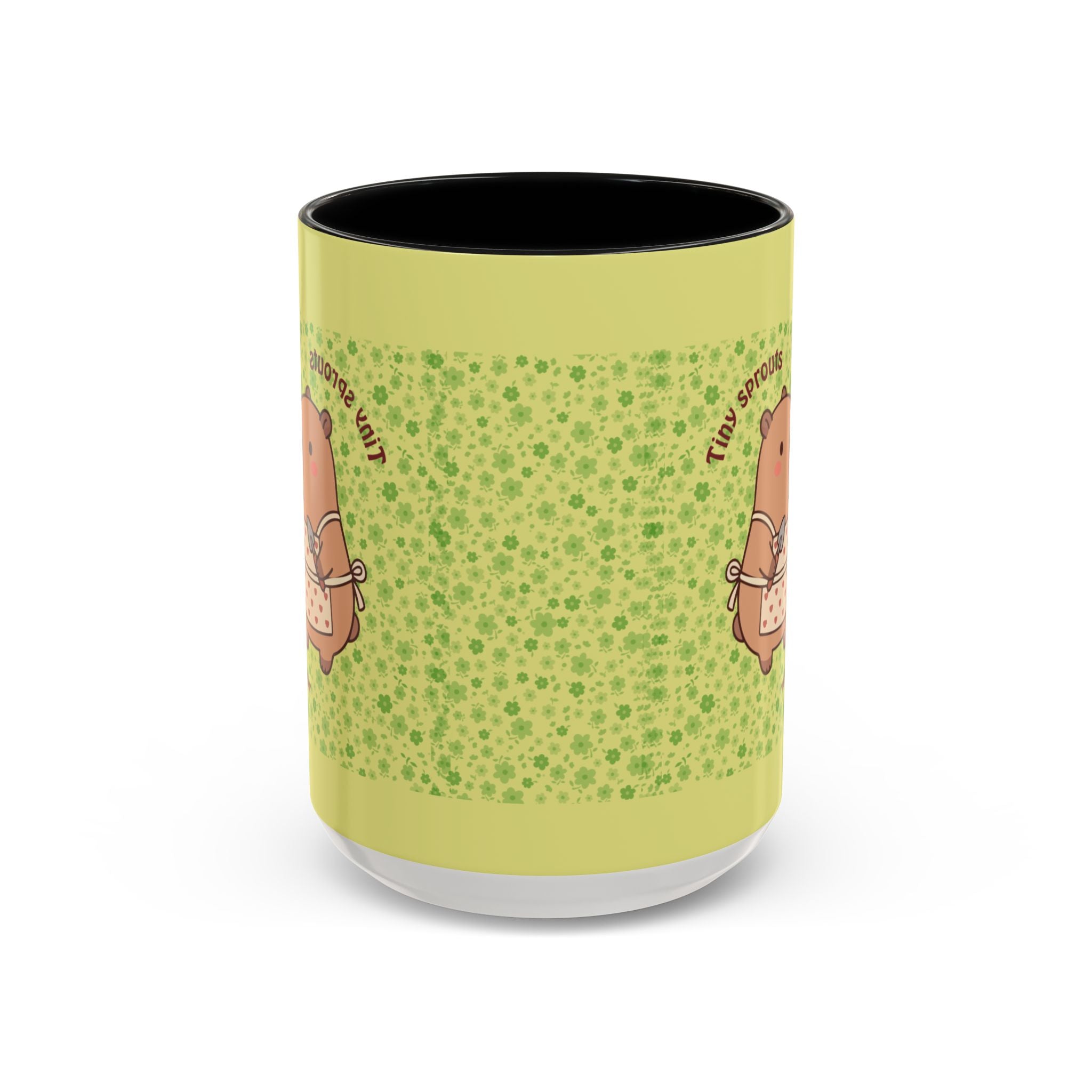 Cute ‘Tiny Sprouts’ Accent Coffee Mug – Kawaii Garden Capybara Design (11/15 oz)