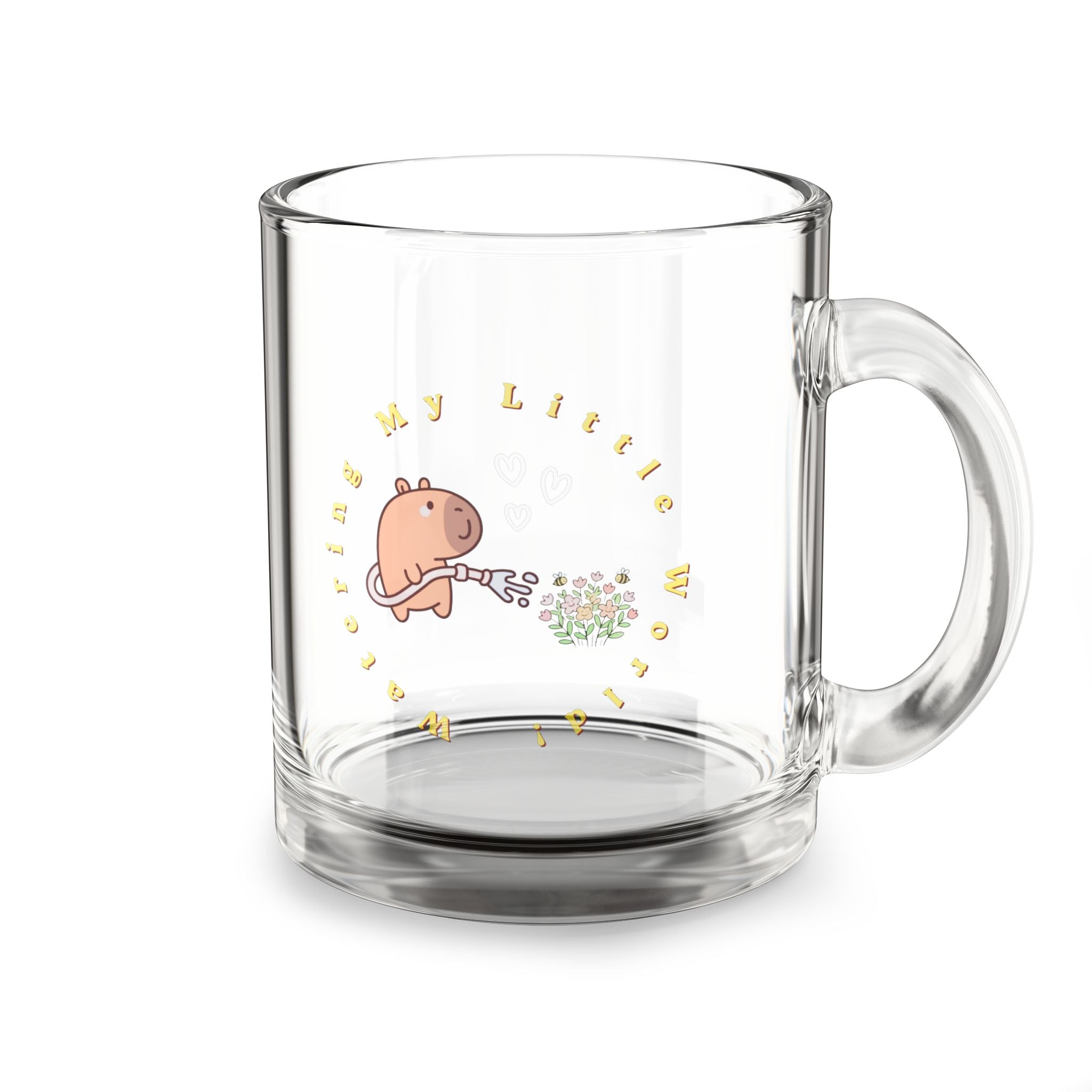 Glass Mug — Cute Capybara 'Spread Love' 10oz Clear Coffee Mug