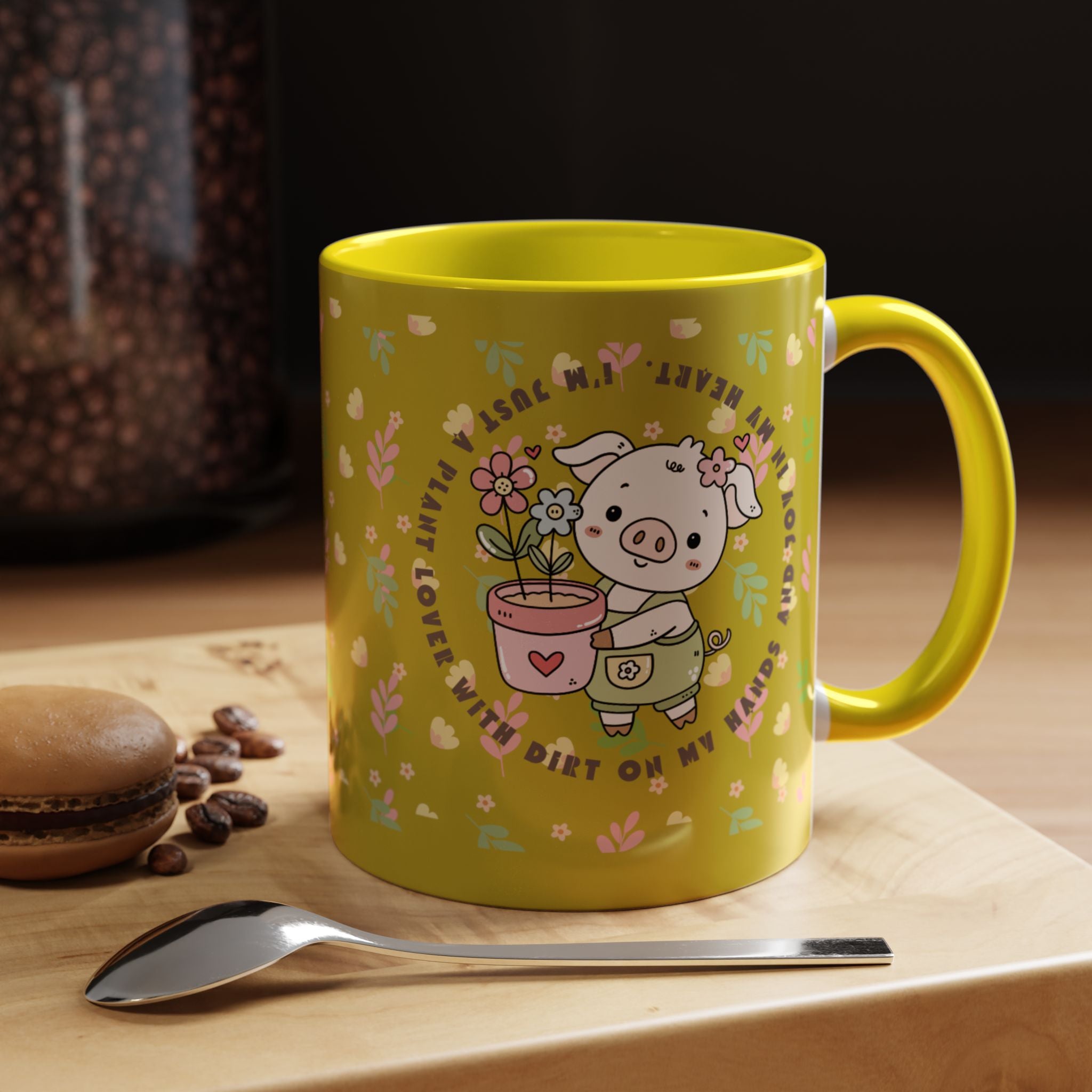 Cute Piglet Gardening Coffee Mug — "My Heart Is In The Dirt" Accent Mug