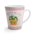 Latte Mug - Cute Pink Gingham Floral Kawaii Latte Mug
