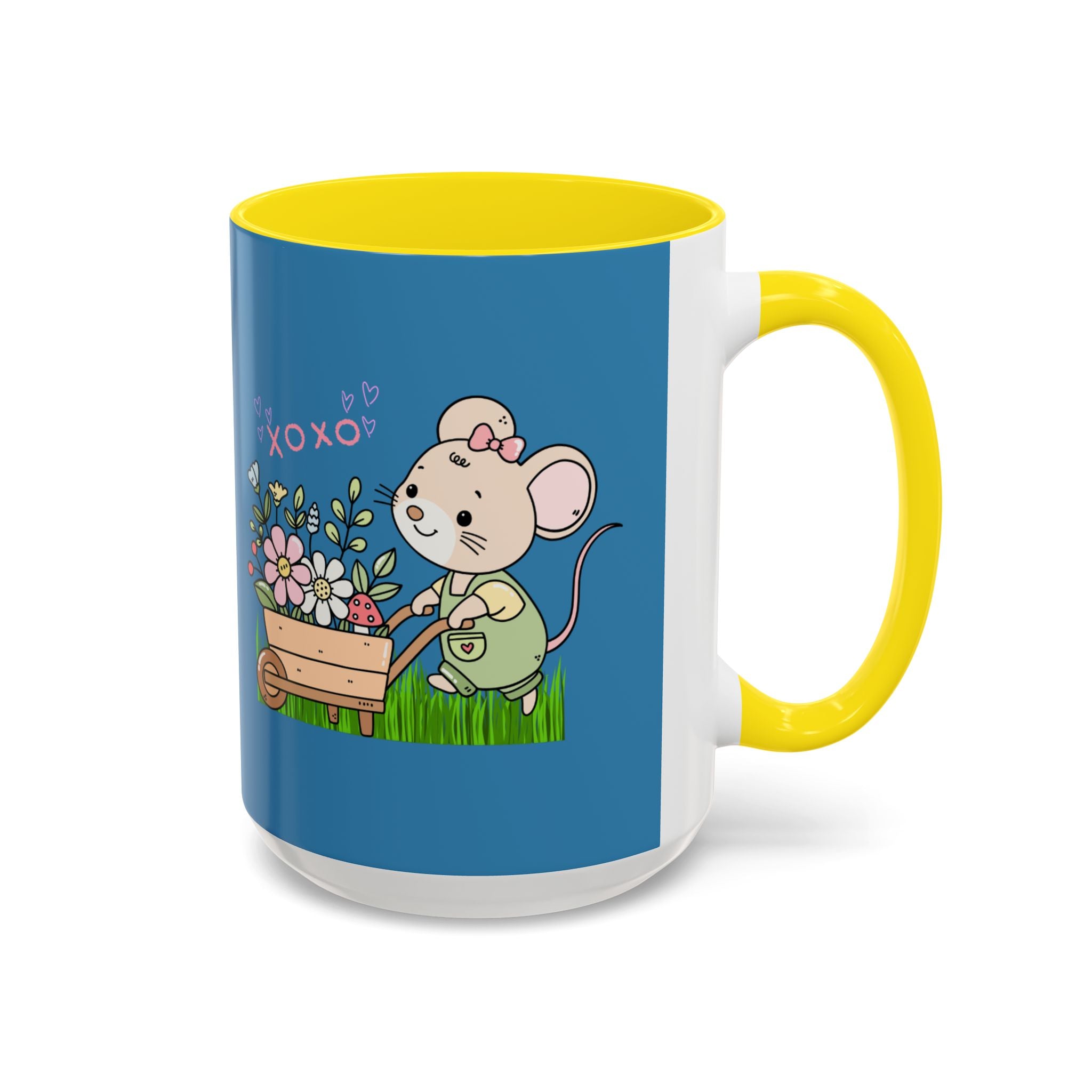 Cute Mouse Floral Coffee Mug — 'XOXO' Accent 11/15oz