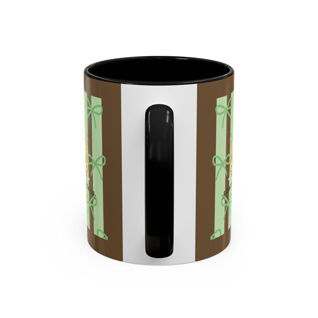 Cute Pig & Chick Accent Coffee Mug — Pastel Stripes, Charming Kawaii Tea/Coffee Cup