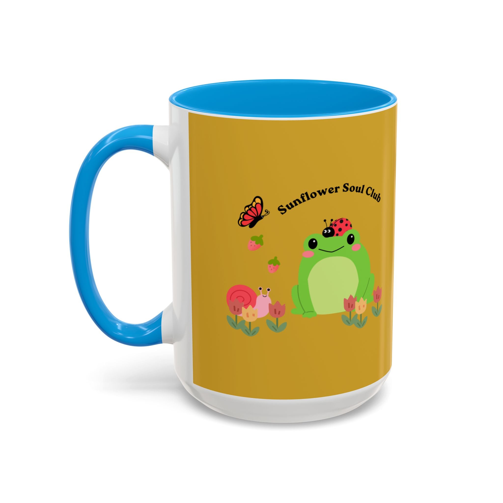 Sunflower Soul Club Frog Mug — Cute Floral Coffee Cup (11oz, 15oz)