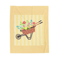 Floral Wheelbarrow Plush Blanket