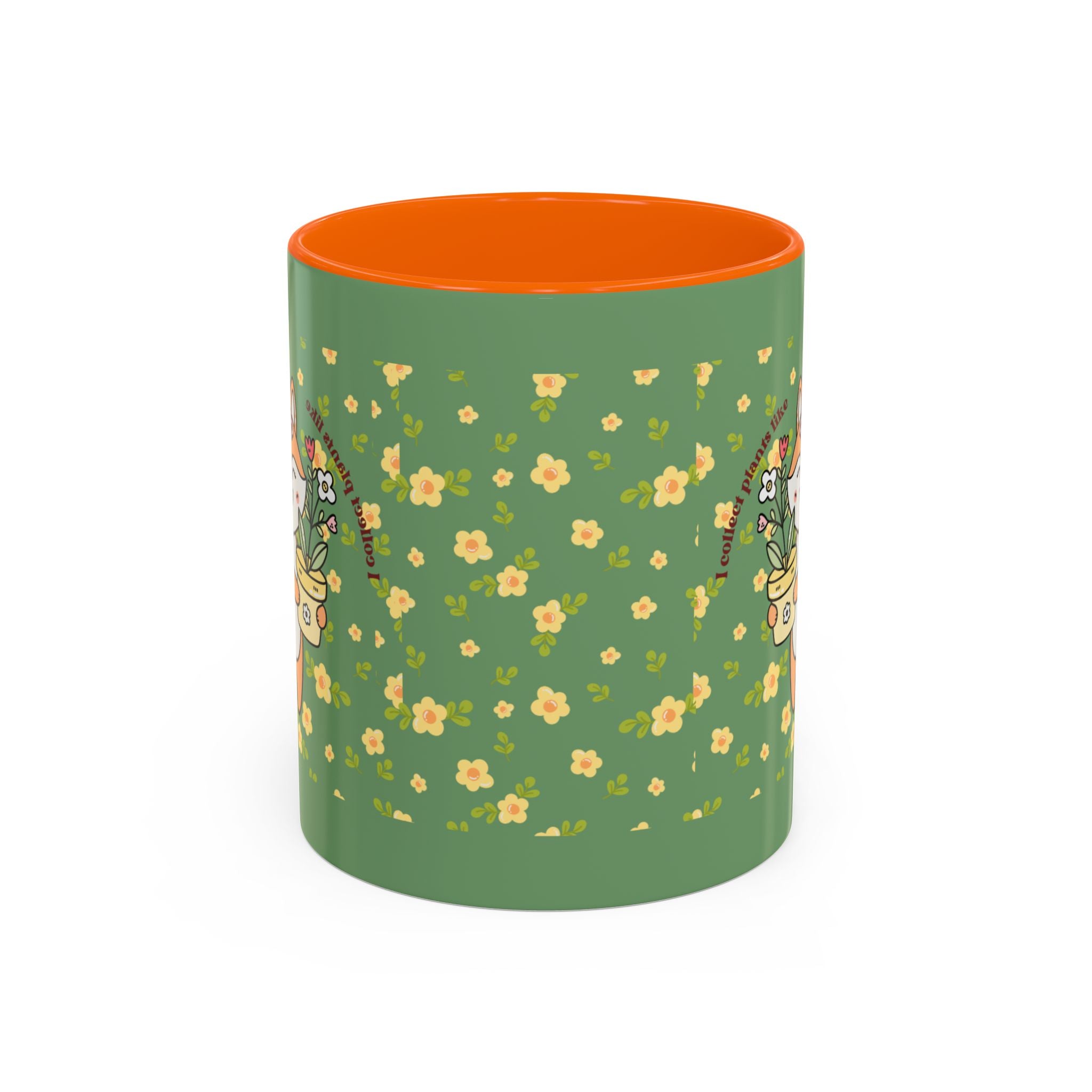 Cute Fox Floral Coffee Mug – Cute Fox Holding Potted Plant Accent Mug
