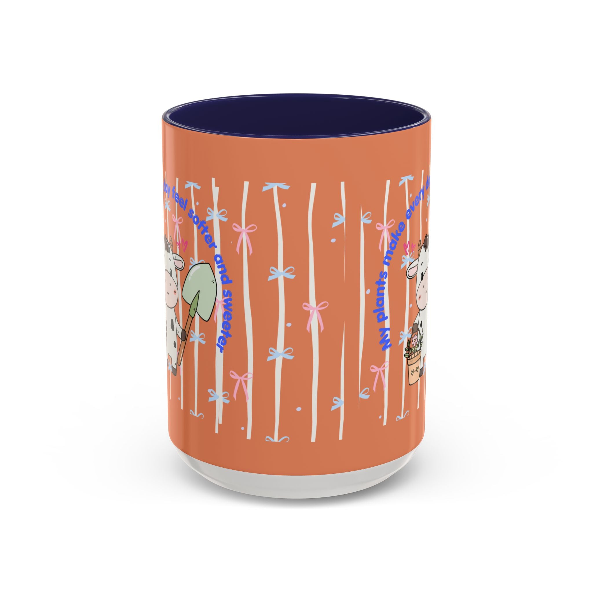 Cow Gardener Coffee Mug — Cute Cow with Shovel & Plant Pot Accent Mug (11/15oz)
