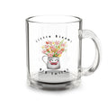 10oz Glass Mug – Smiling Flower Pitcher Design, 'tiny things big smiles' Gift Mug