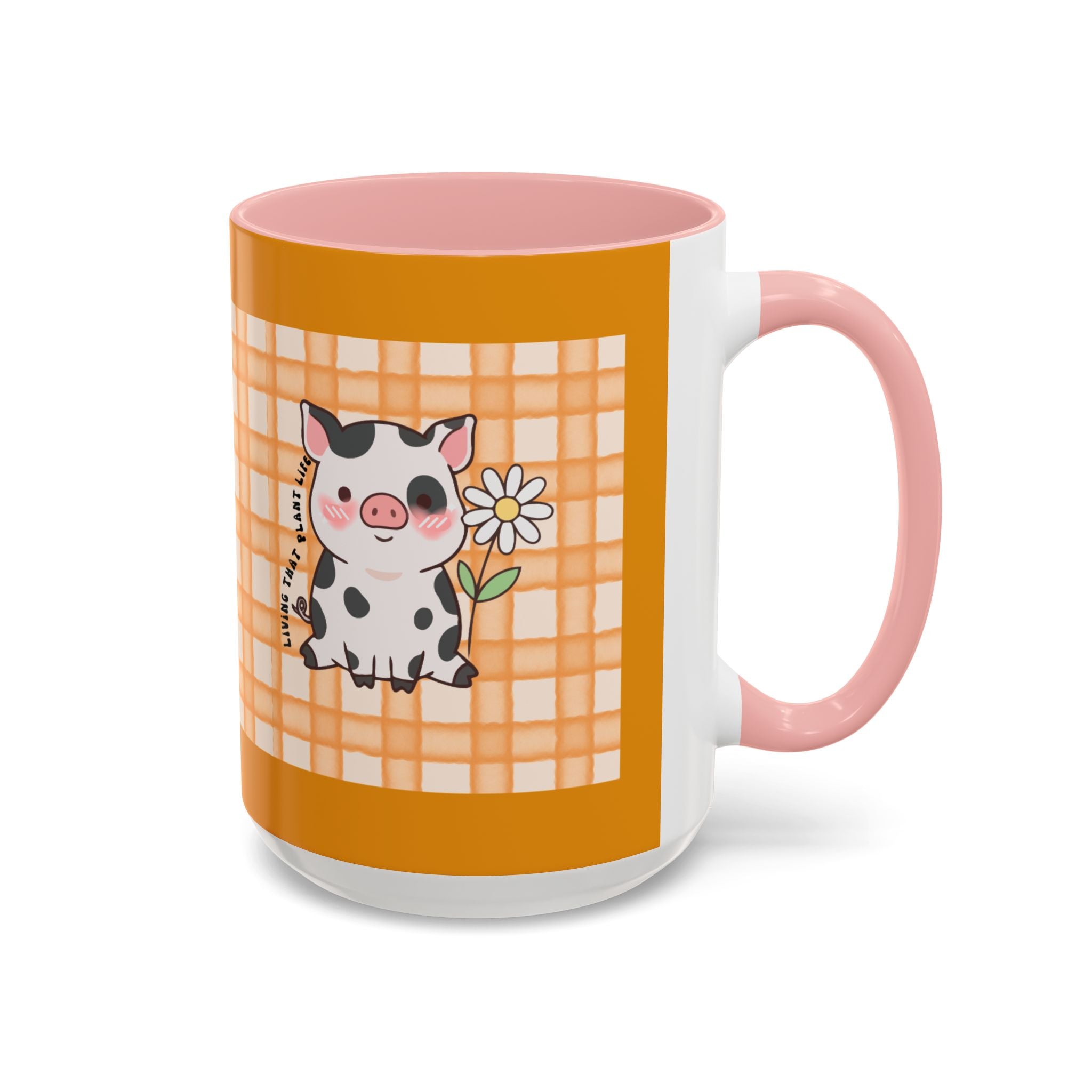 Cute Cow Plaid Accent Coffee Mug — Farmhouse Daisy Cow Design (11/15oz)
