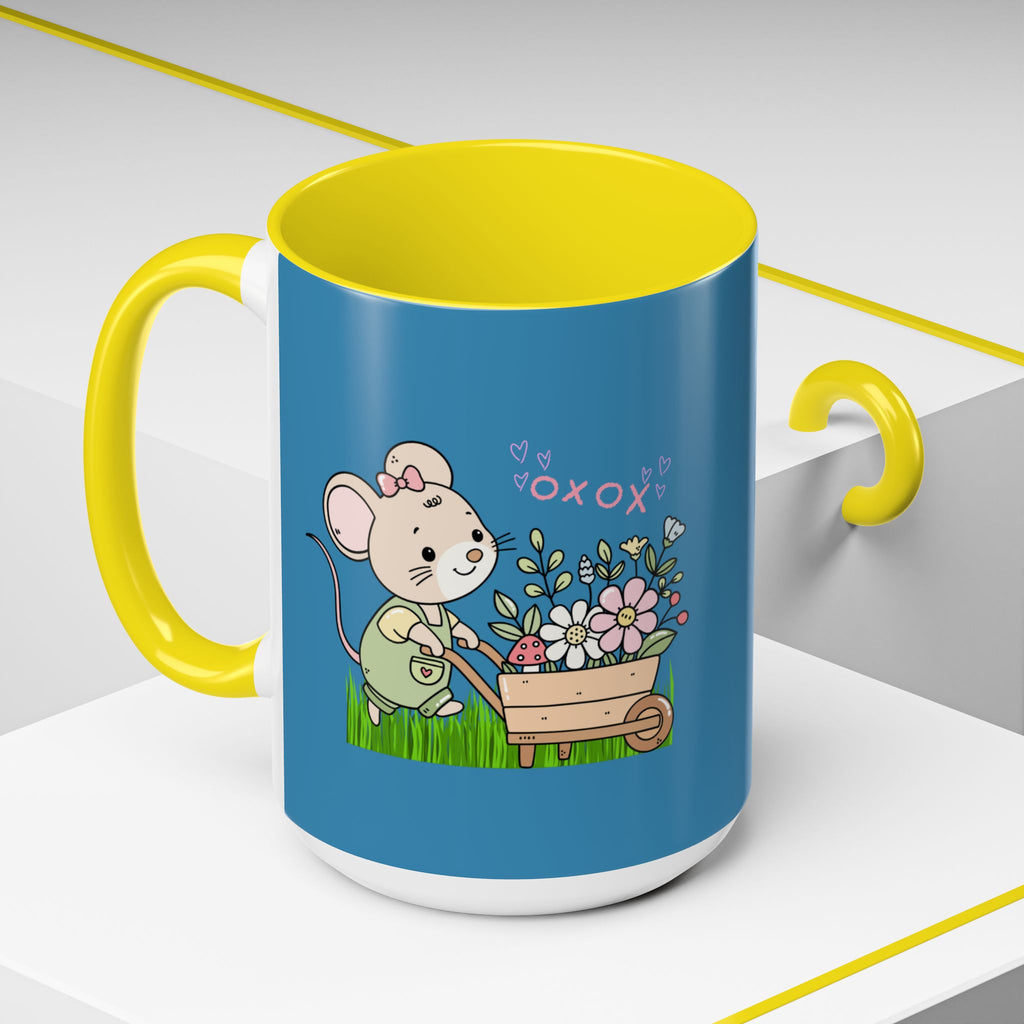 Cute Mouse Floral Coffee Mug — 'XOXO' Accent 11/15oz