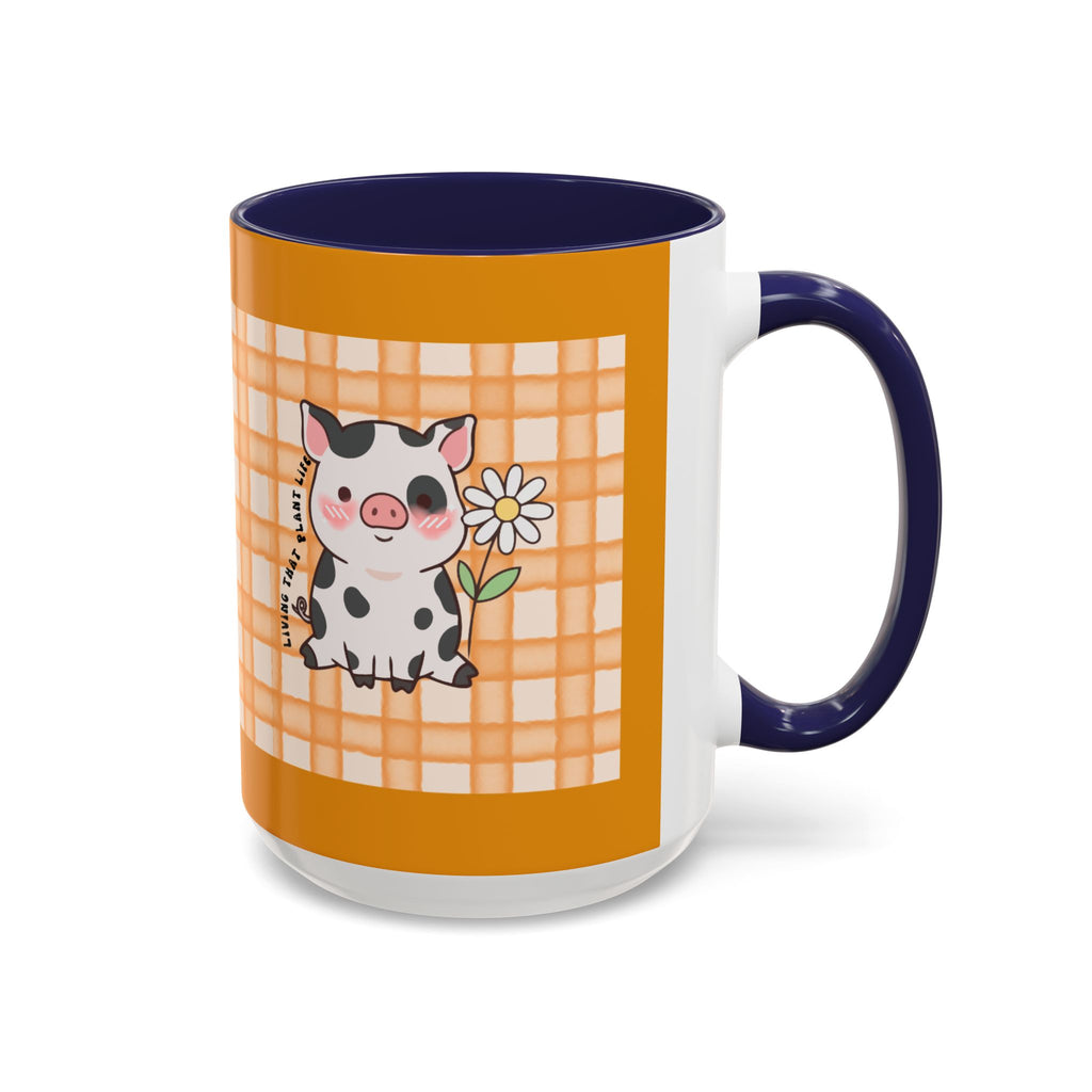 Cute Cow Plaid Accent Coffee Mug — Farmhouse Daisy Cow Design (11/15oz)