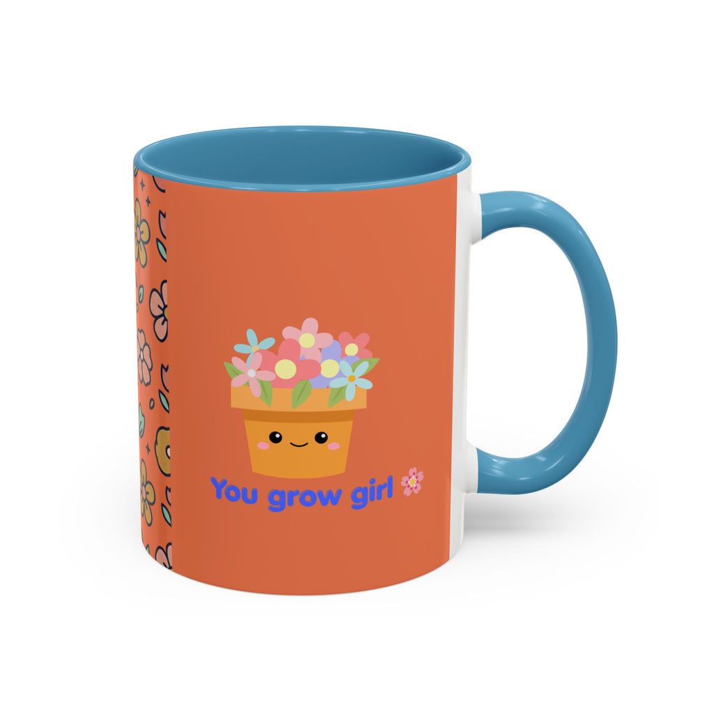 You Grow Girl Floral Coffee Mug — Cute Flower Pot Accent Mug (11oz)