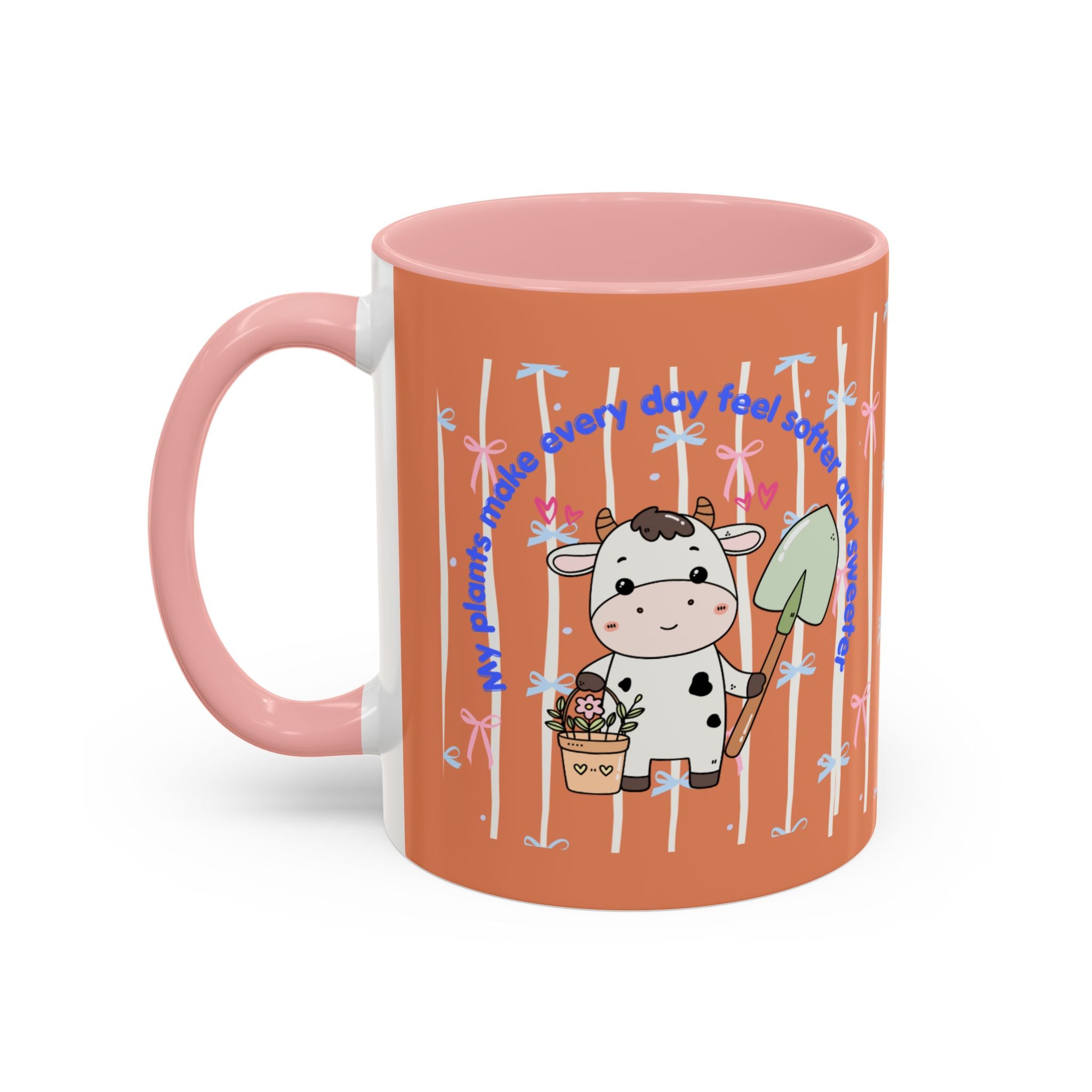 Cow Gardener Coffee Mug — Cute Cow with Shovel & Plant Pot Accent Mug (11/15oz)