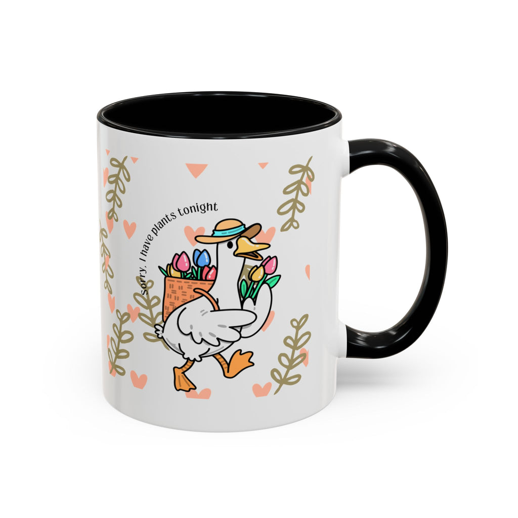 Coffee Mug — Cute Duck Carrying Plants “I Have Plants Tonight” Accent Mug