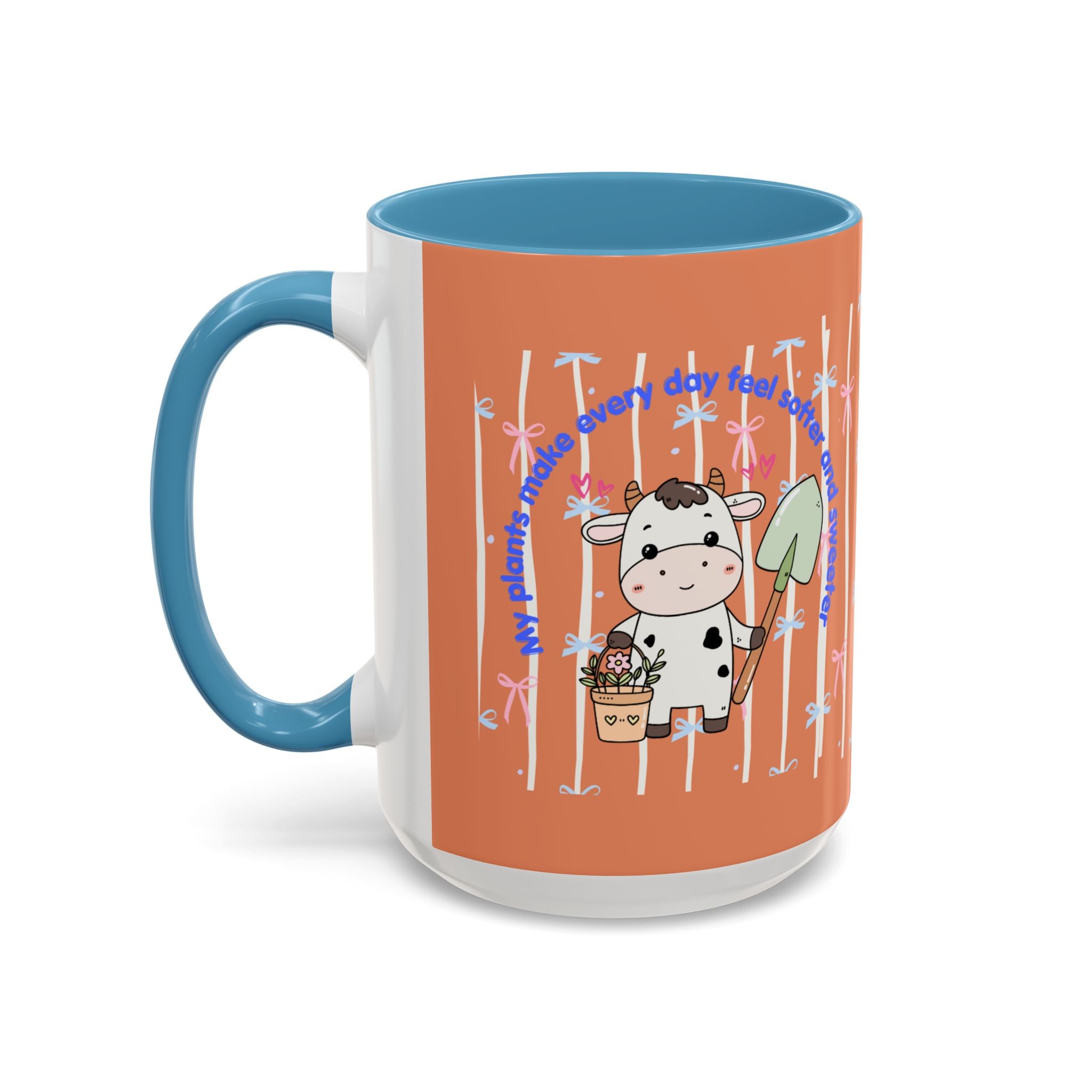 Cow Gardener Coffee Mug — Cute Cow with Shovel & Plant Pot Accent Mug (11/15oz)