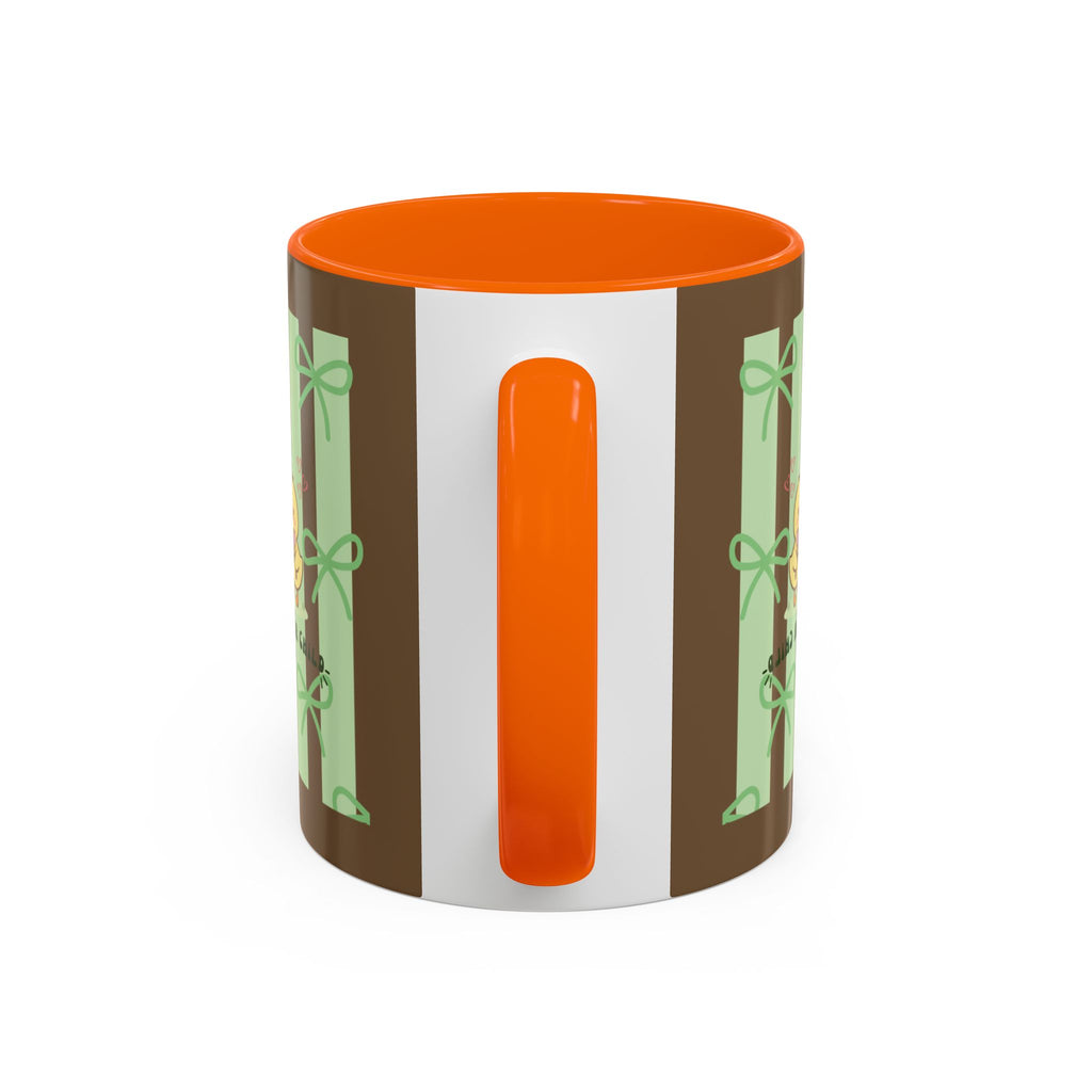 Cute Pig & Chick Accent Coffee Mug — Pastel Stripes, Charming Kawaii Tea/Coffee Cup