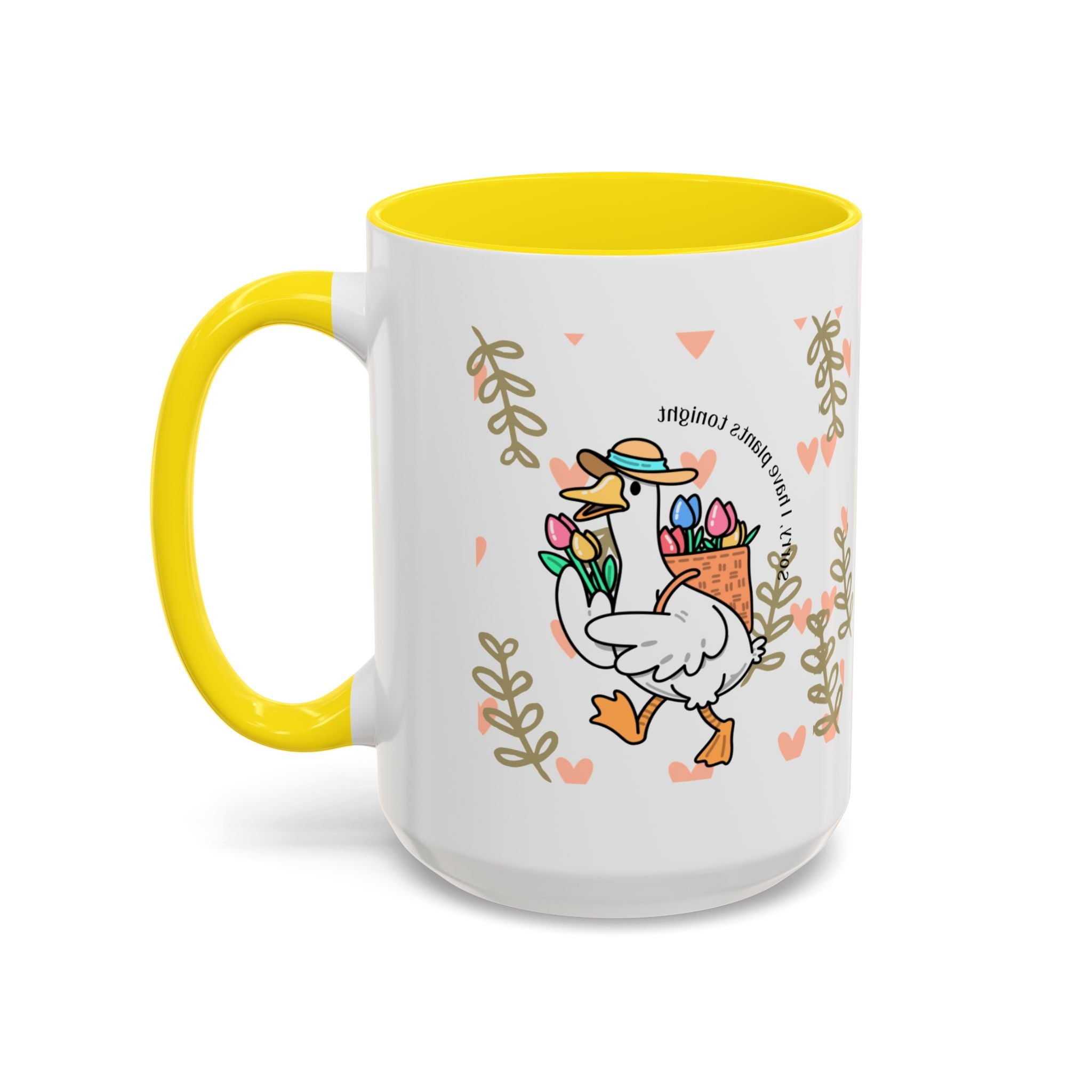 Coffee Mug — Cute Duck Carrying Plants “I Have Plants Tonight” Accent Mug