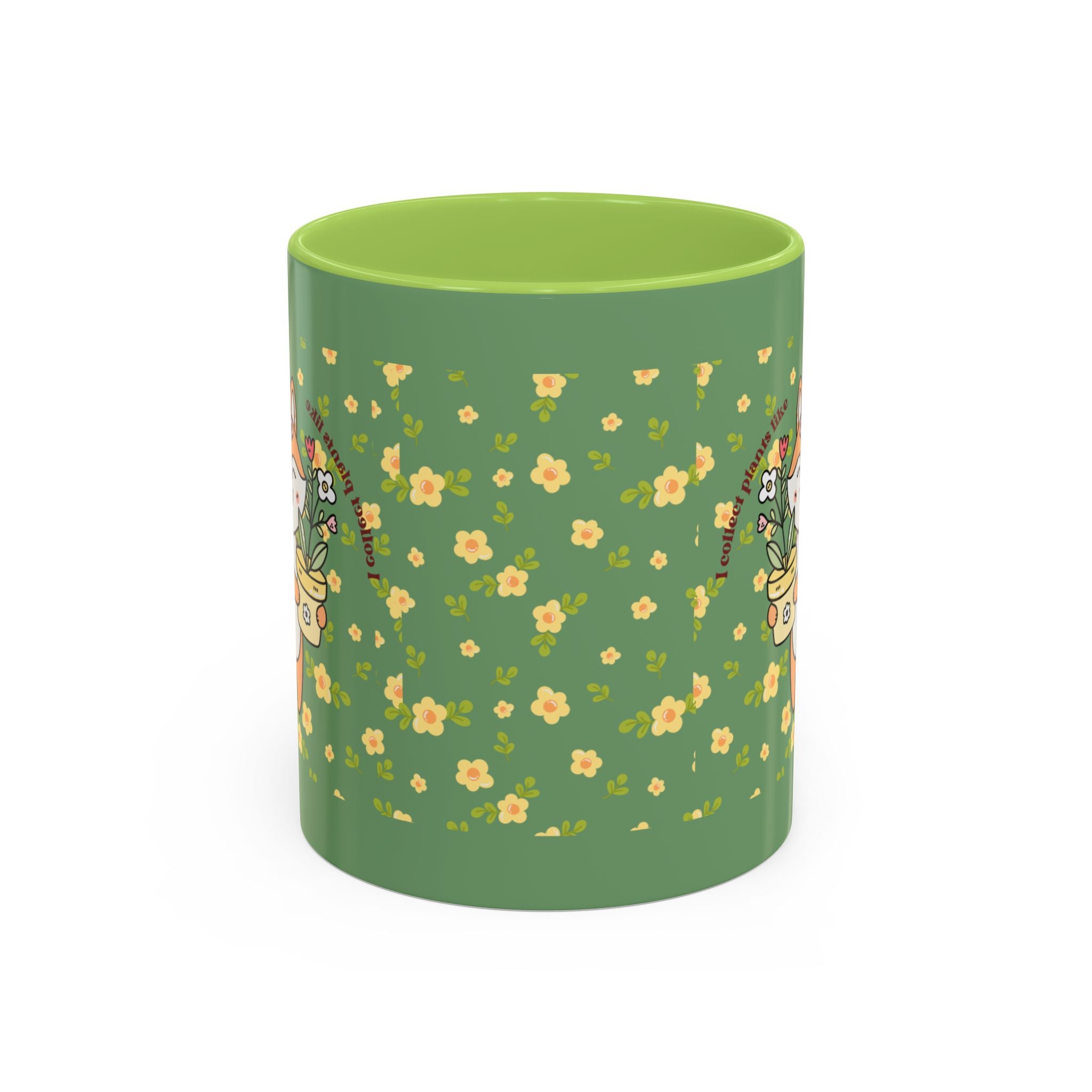 Cute Fox Floral Coffee Mug – Cute Fox Holding Potted Plant Accent Mug